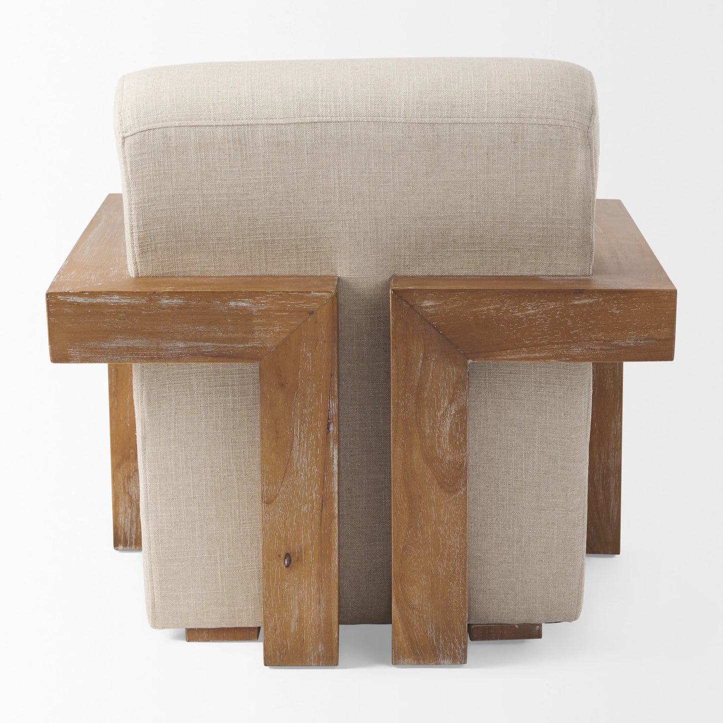 Sovereign Accent Chair: Elegant Hardwood Frame with Plush Cream Upholstery and Brown Wood, Offering Luxurious Comfort
