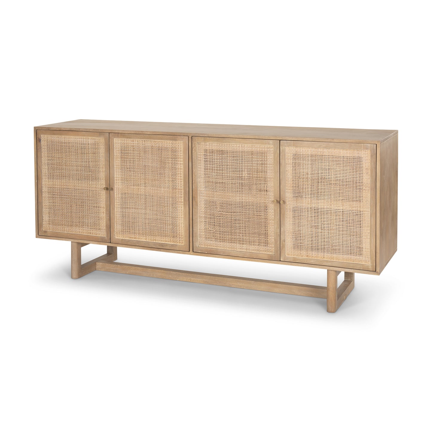 Grier Light Brown Solid Wood Sideboard with Cane Accents for a Stylish and Functional Storage Solution