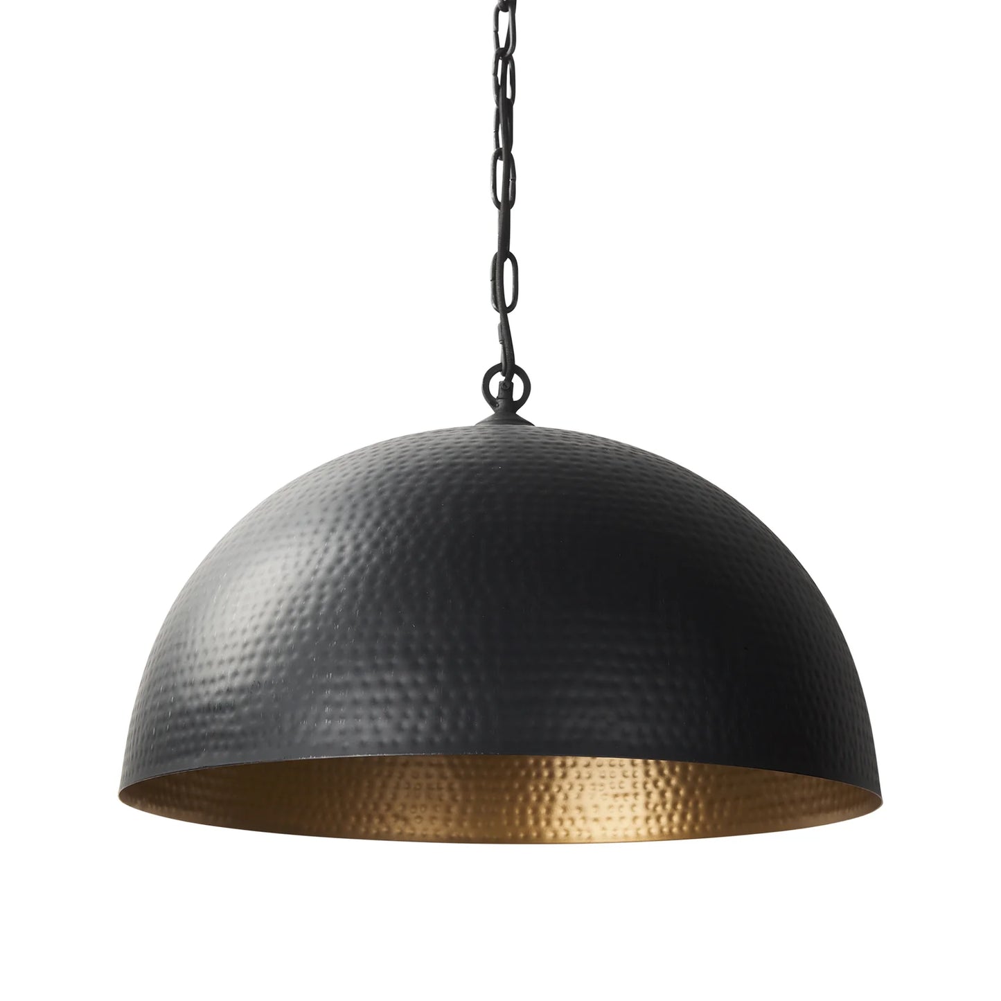 Karina Pendant Light – Nostalgic Hammered Dome Design with Antique Brass Finish for Modern Spaces – 24" Round Brass-tone Metal