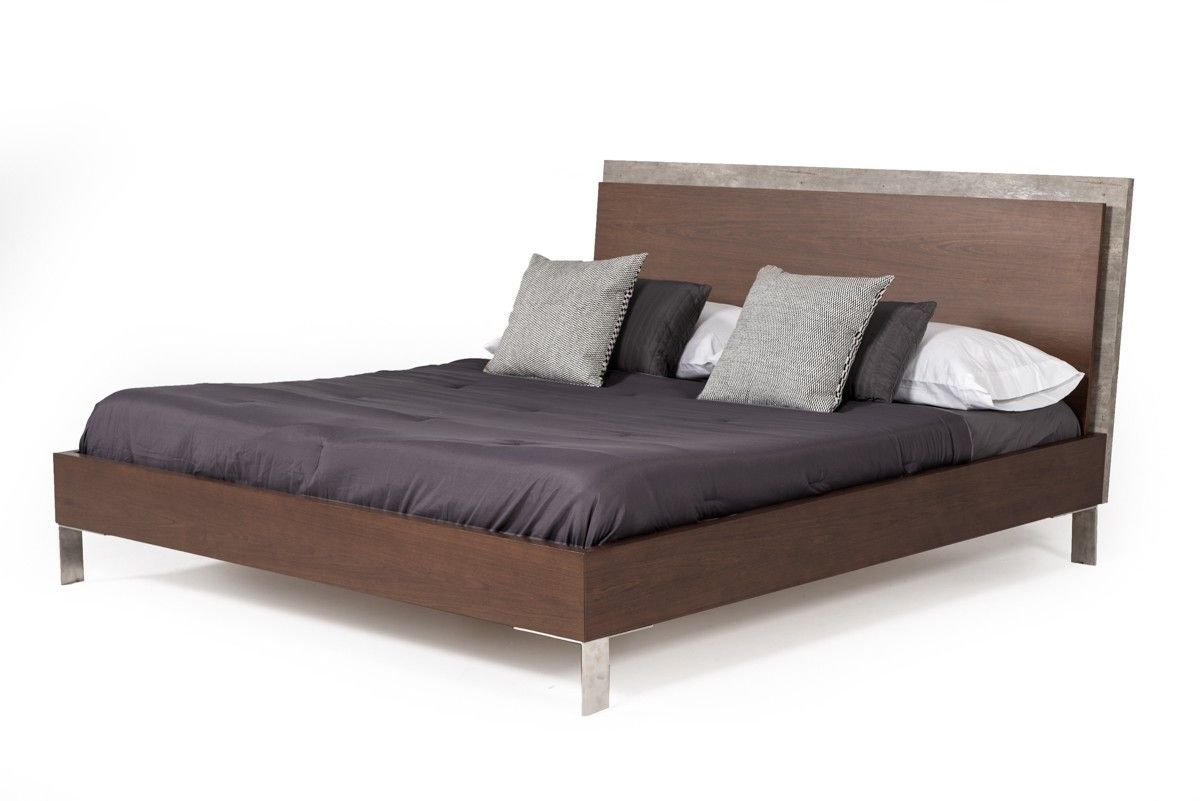 Nova Domus Conner Modern Dark Walnut & Faux Concrete Bedroom Set