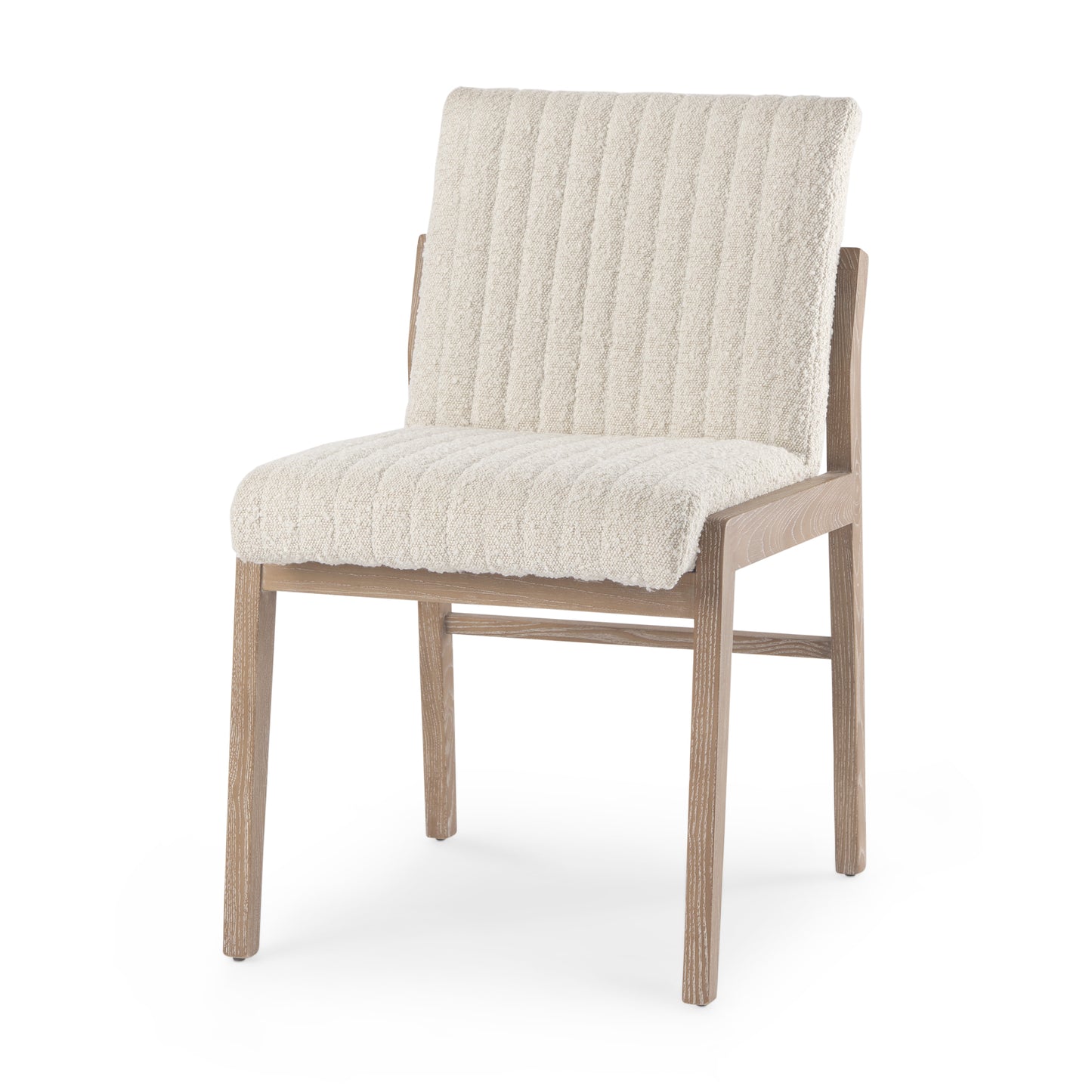 Tahoe Cream Boucle Upholstered Dining Chair with Light Brown Wood Frame and Armless Design for a Chic and Comfortable Dining Experience