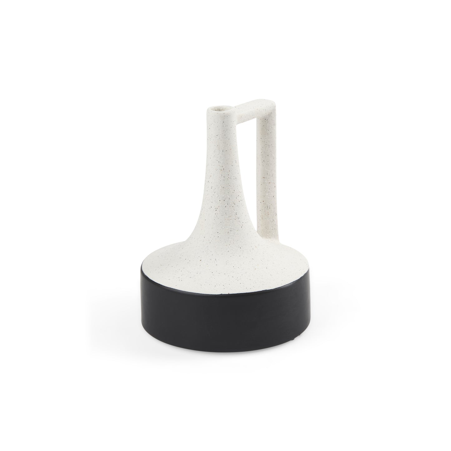 Burton 8.3H Elegant White & Black Ceramic Jug Vase - Glossy Finish, Perfect for Home Decor Style