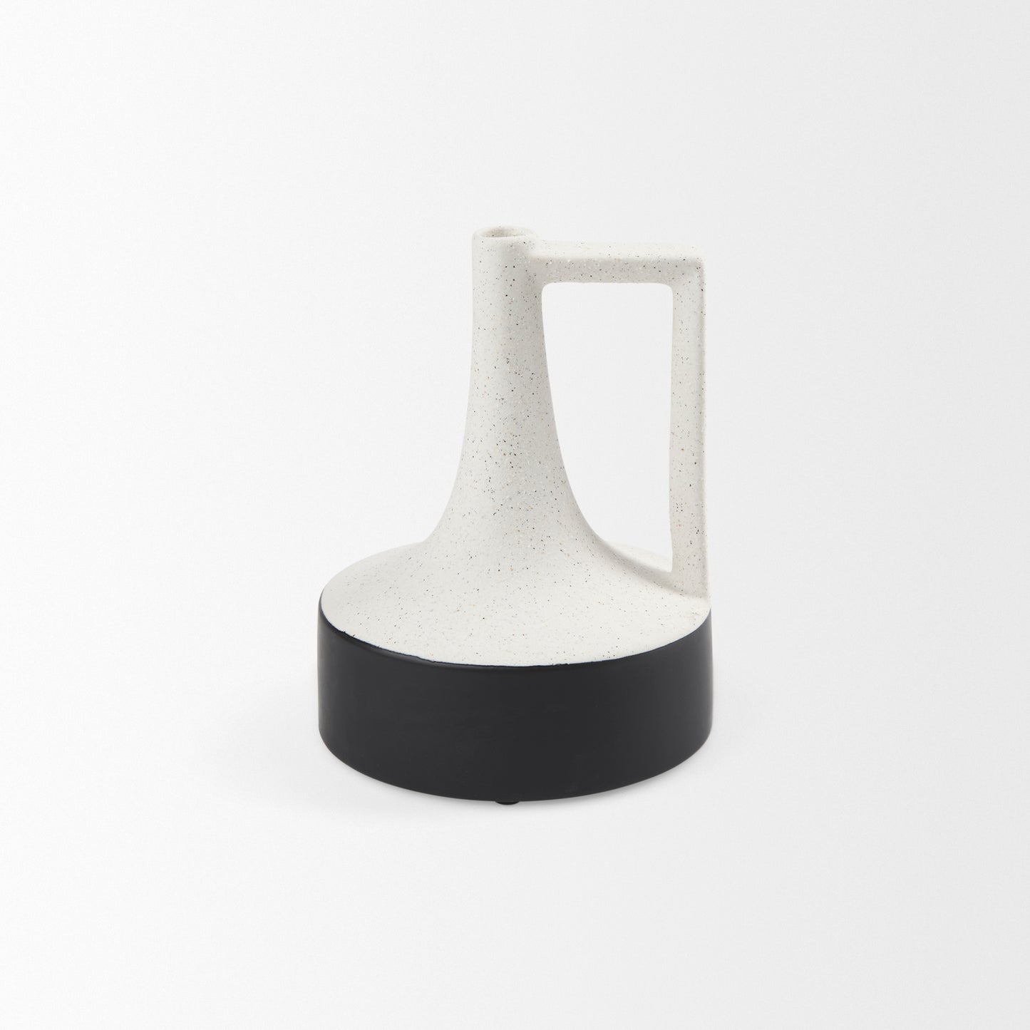 Burton 8.3H Elegant White & Black Ceramic Jug Vase - Glossy Finish, Perfect for Home Decor Style