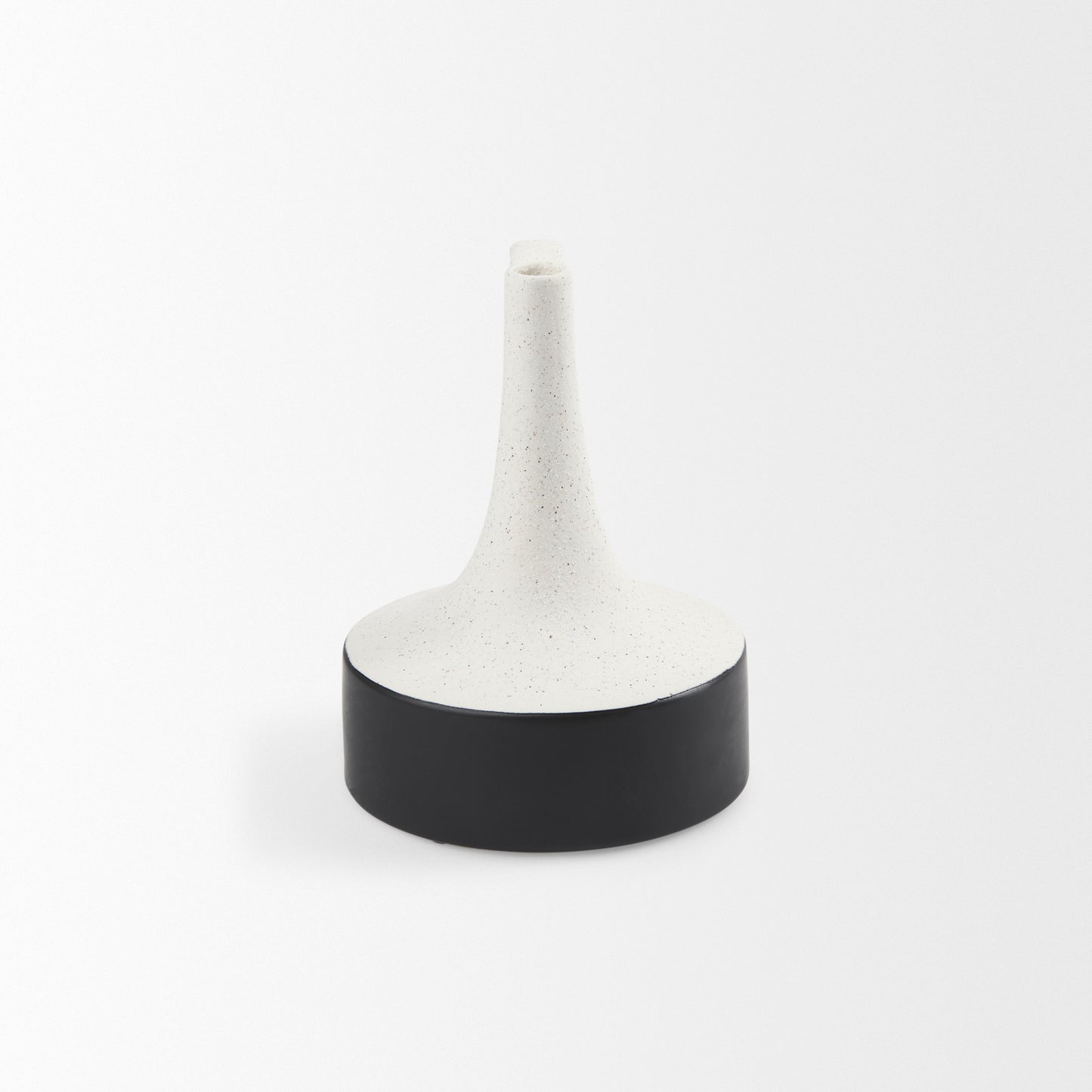Burton 8.3H Elegant White & Black Ceramic Jug Vase - Glossy Finish, Perfect for Home Decor Style