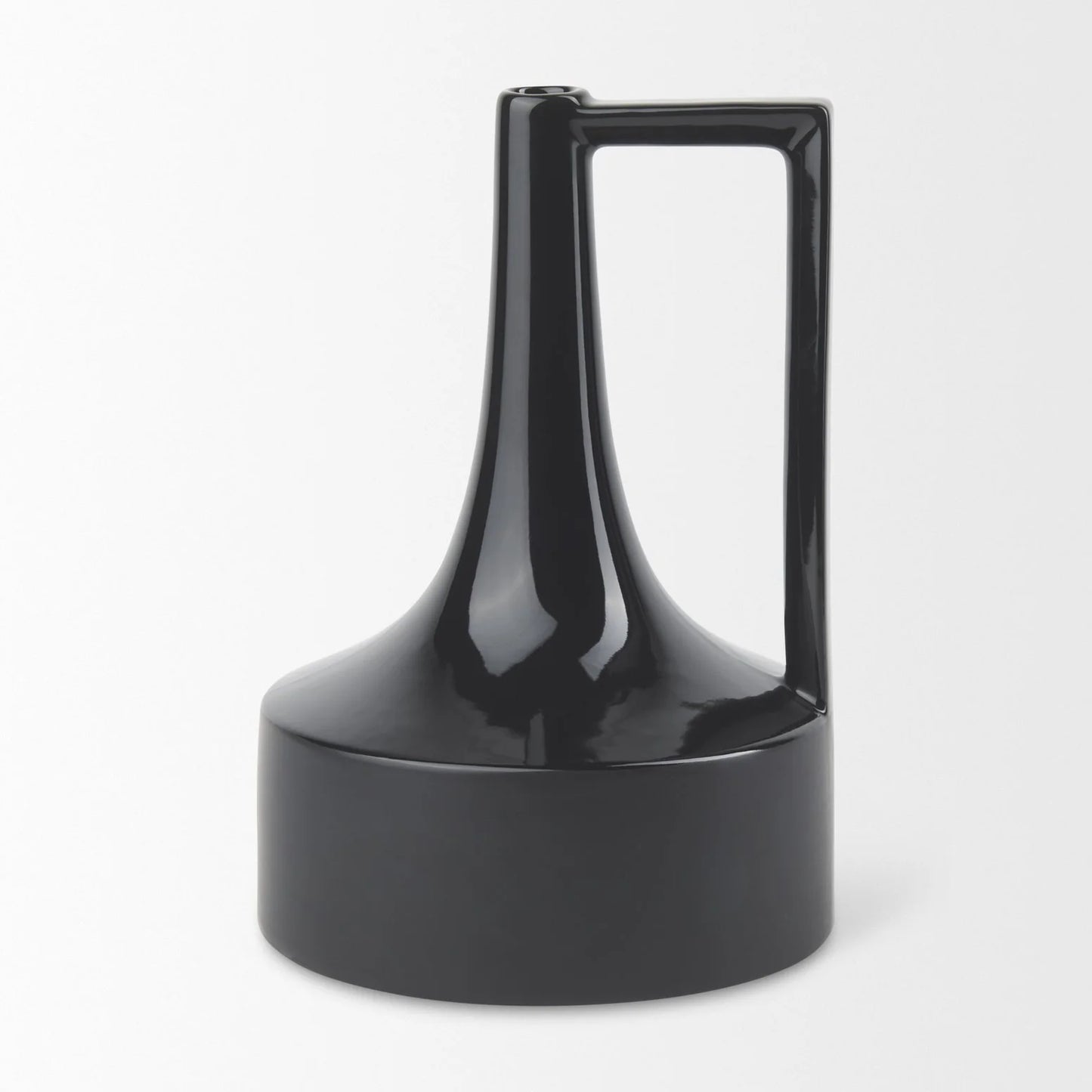 Burton 13.1H Large Black Ceramic Jug Vase - Stunning Glossy & Matte Finish for Elegant Decor