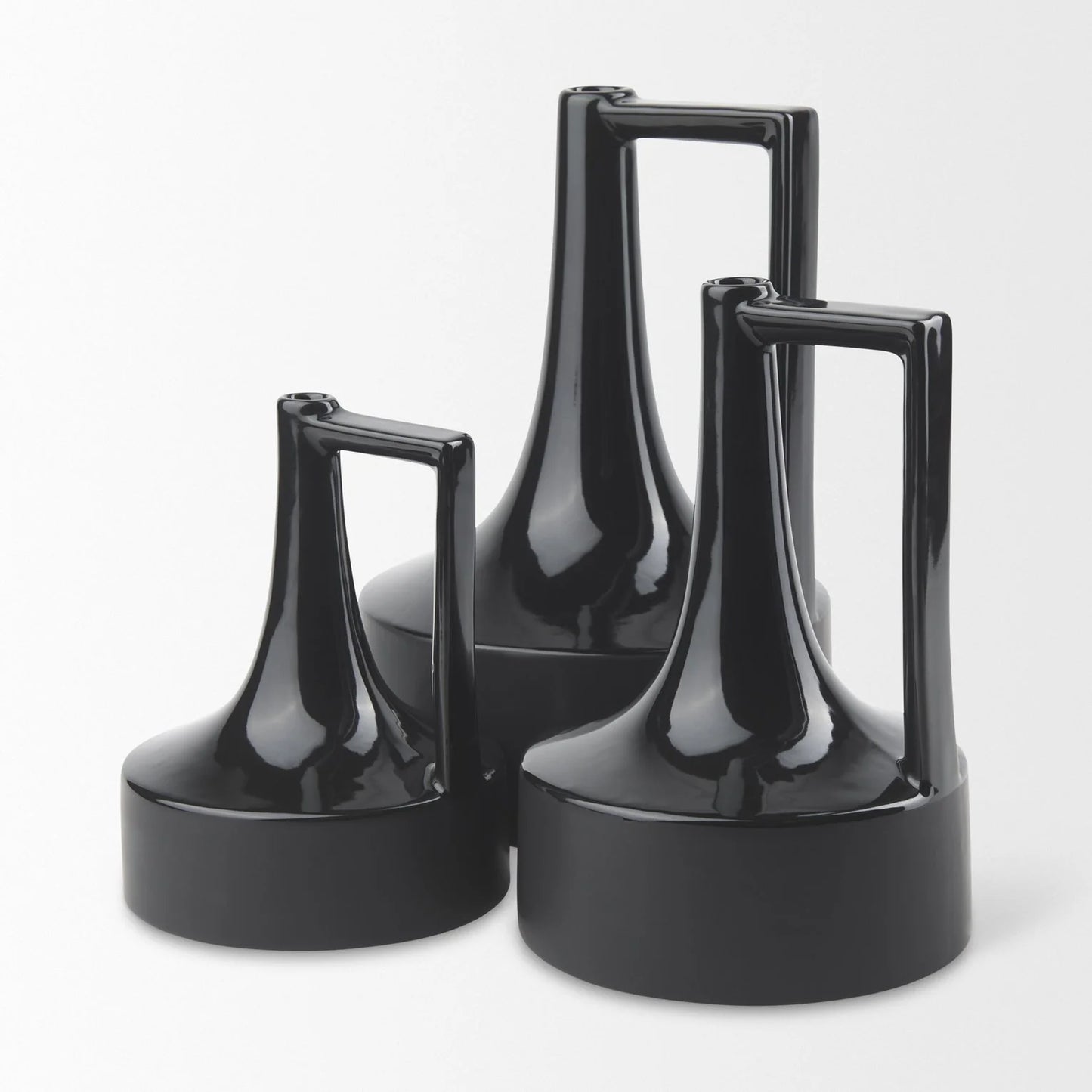 Burton 13.1H Large Black Ceramic Jug Vase - Stunning Glossy & Matte Finish for Elegant Decor