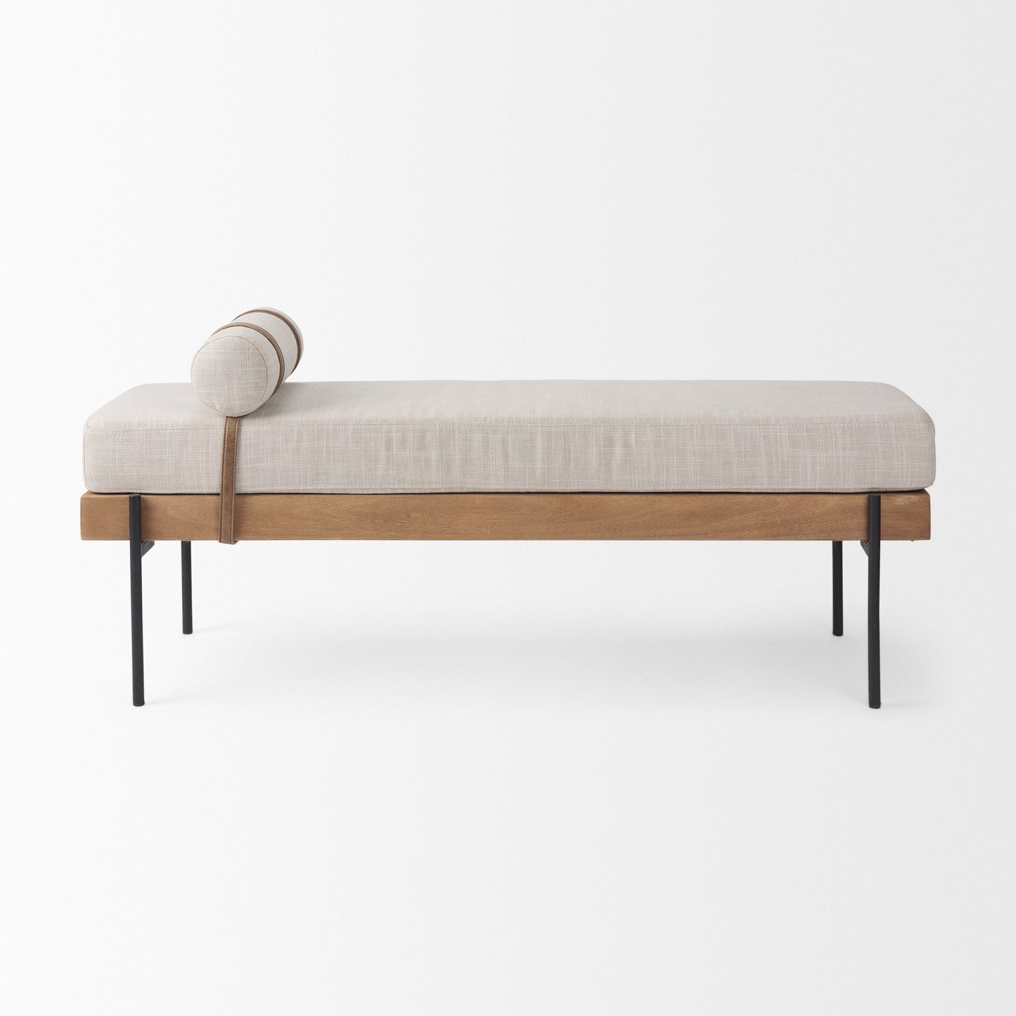 Colburne Cream Fabric with Brown Wood Bench - Elegant and Comfortable Home Accent Seating