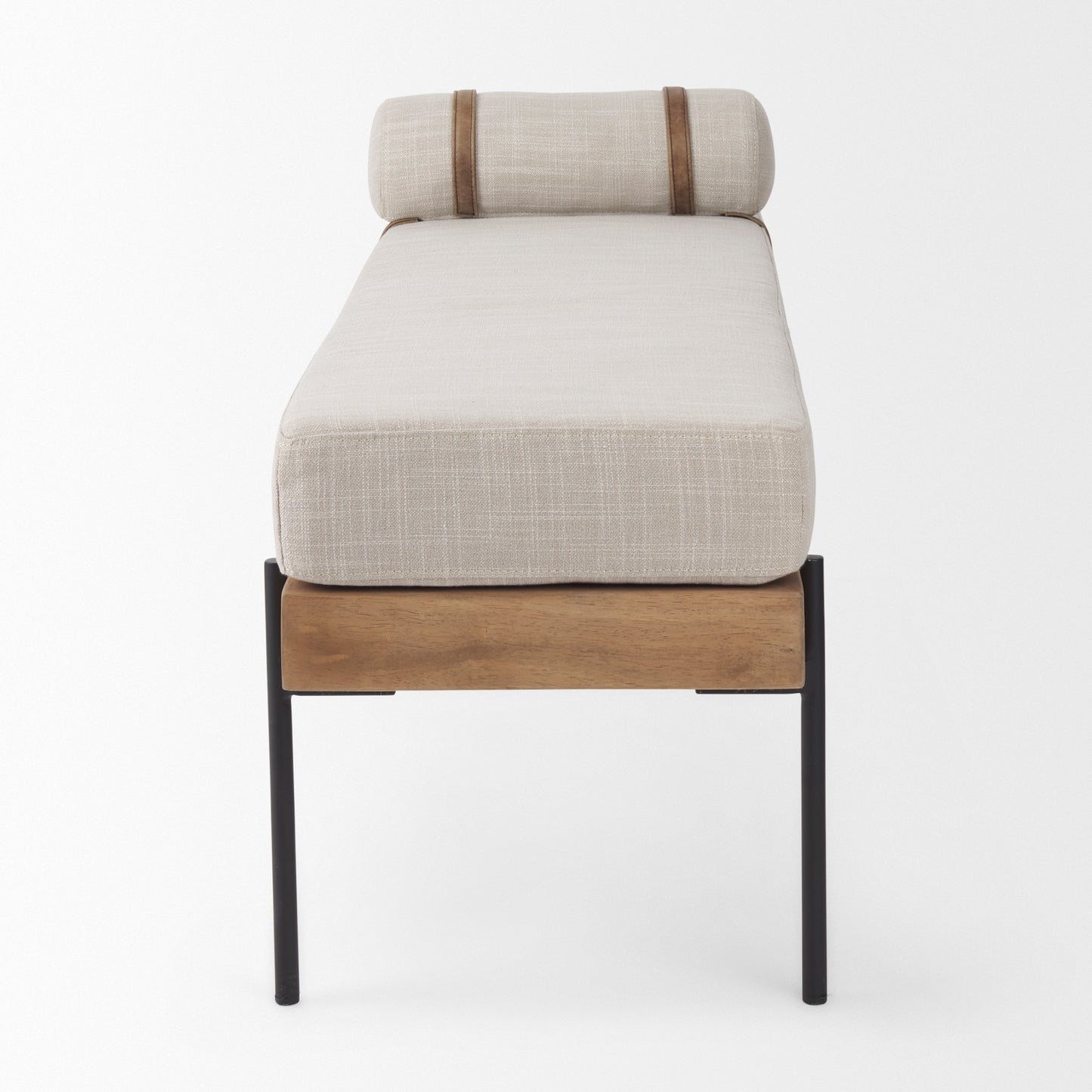 Colburne Cream Fabric with Brown Wood Bench - Elegant and Comfortable Home Accent Seating