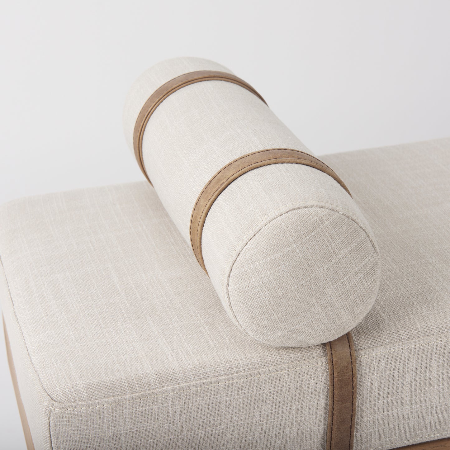 Colburne Cream Fabric with Brown Wood Bench - Elegant and Comfortable Home Accent Seating