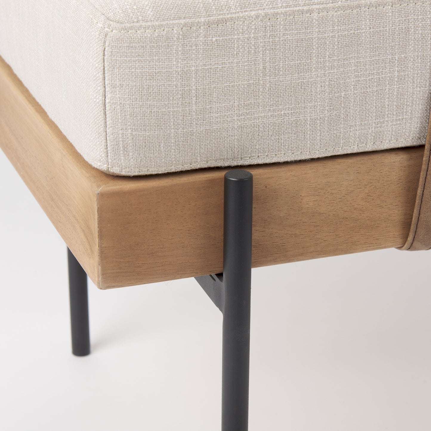 Colburne Cream Fabric with Brown Wood Bench - Elegant and Comfortable Home Accent Seating