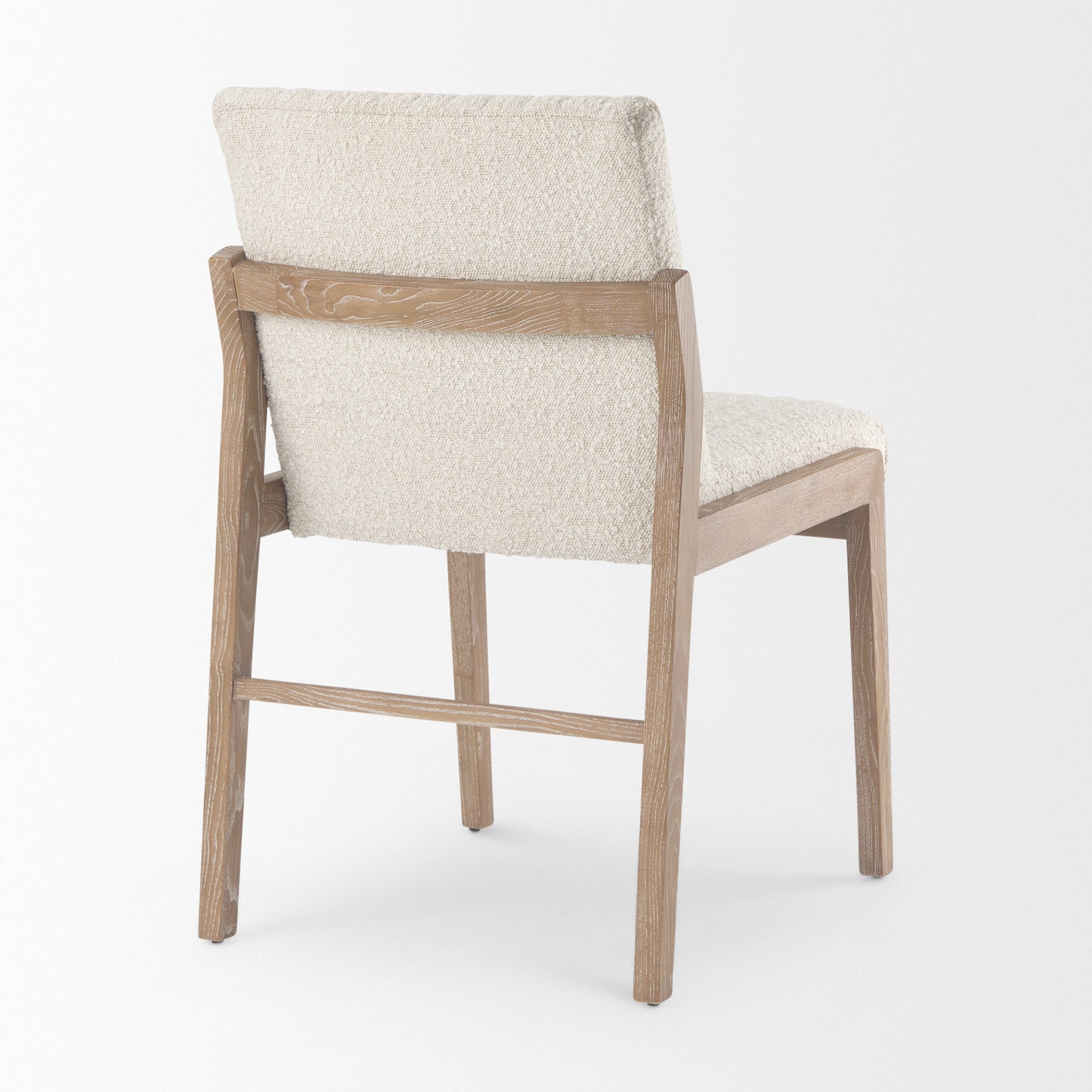 Tahoe Cream Boucle Upholstered Dining Chair with Light Brown Wood Frame and Armless Design for a Chic and Comfortable Dining Experience