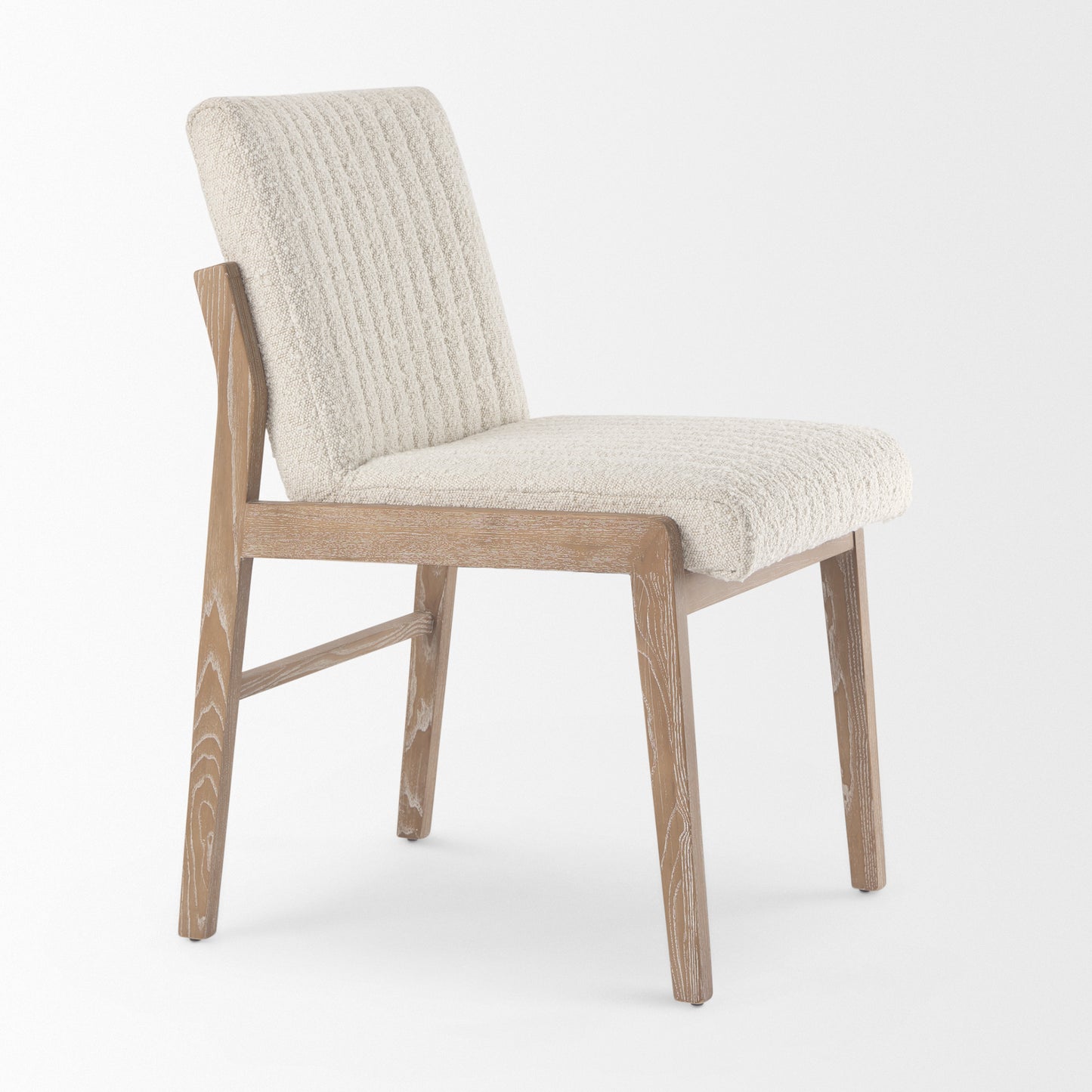 Tahoe Cream Boucle Upholstered Dining Chair with Light Brown Wood Frame and Armless Design for a Chic and Comfortable Dining Experience