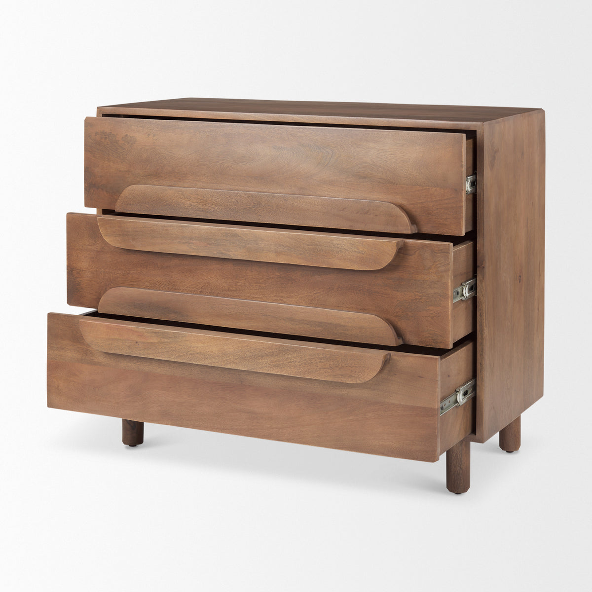 Astrid Medium Brown Solid Wood 3 Drawer Cabinet