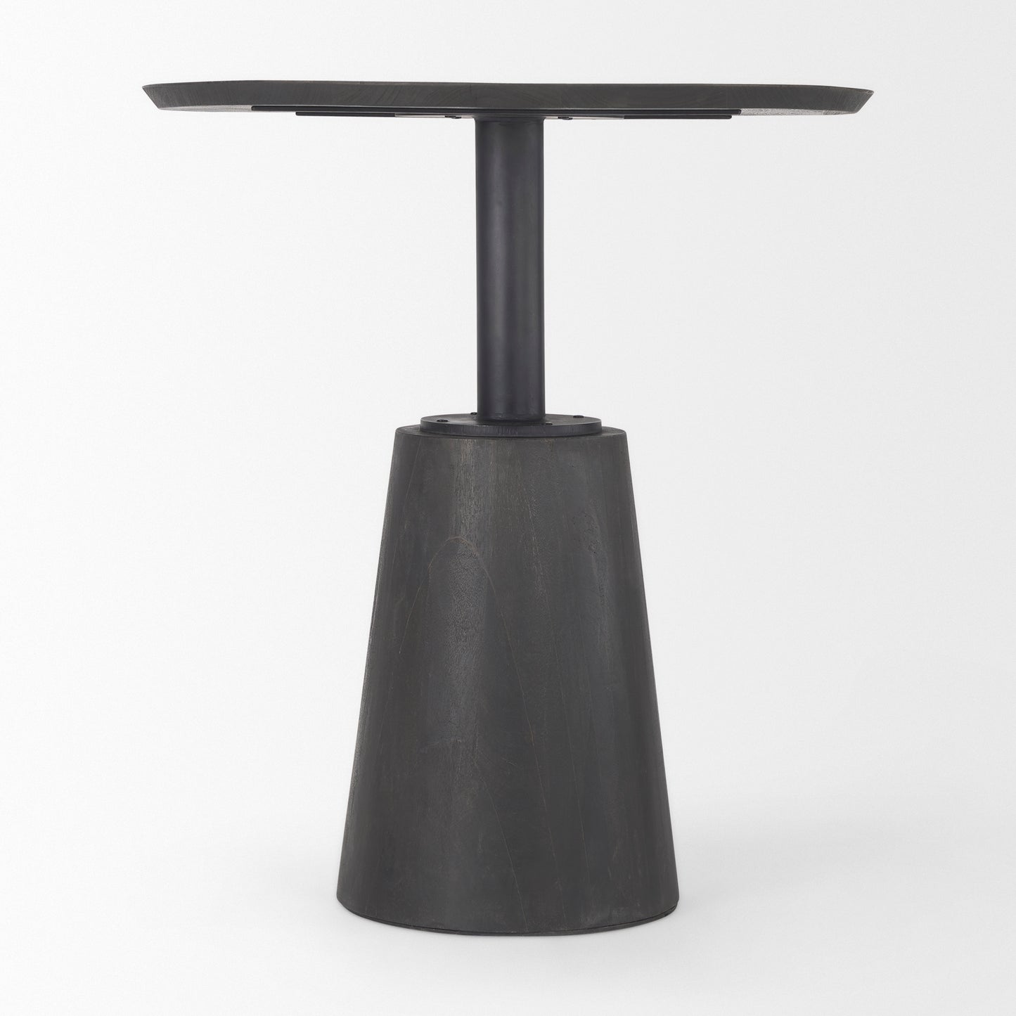Maxwell 32" Round Black-Brown Wood Bistro Table with Black Metal Pedestal for a Chic and Contemporary Dining Experience