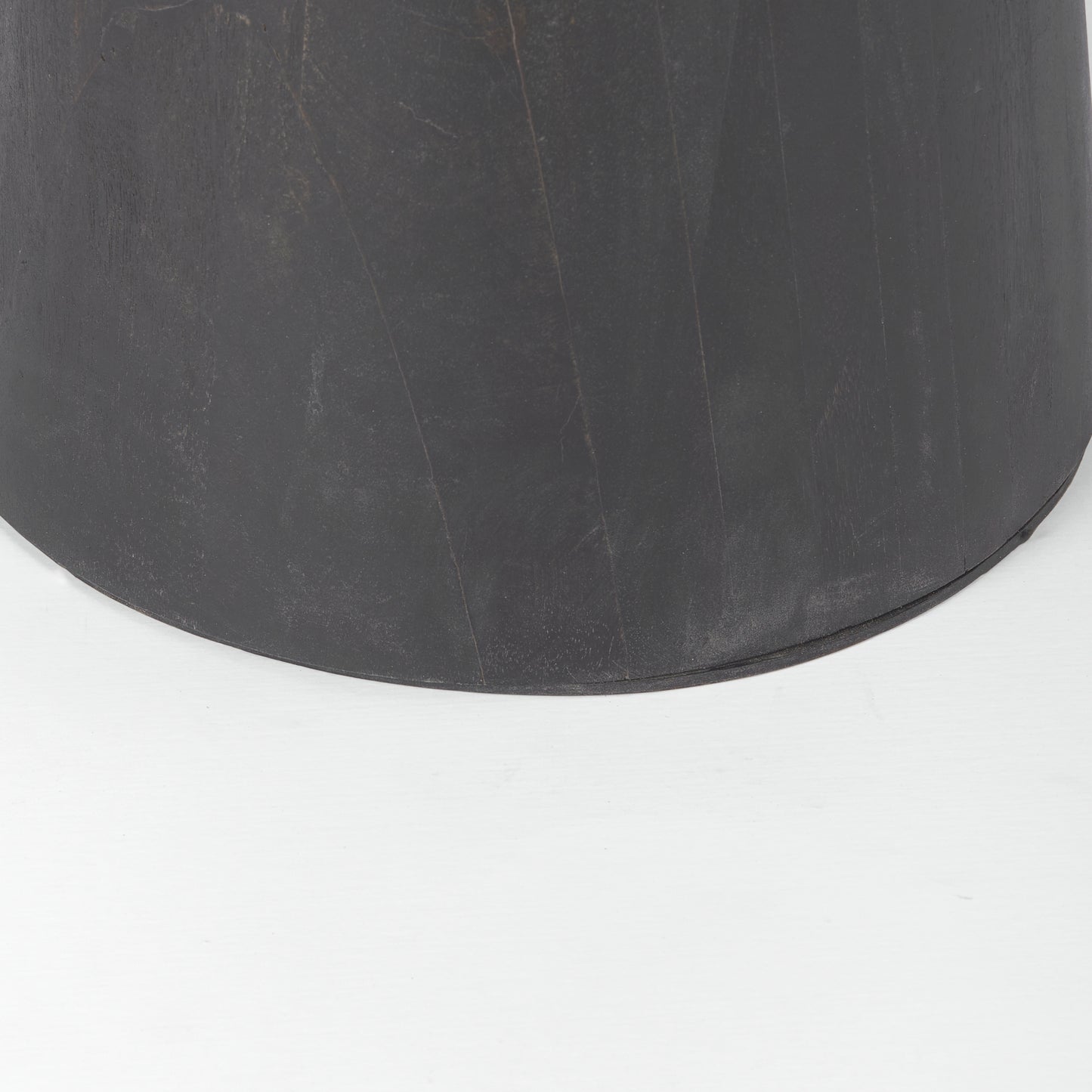 Maxwell 32" Round Black-Brown Wood Bistro Table with Black Metal Pedestal for a Chic and Contemporary Dining Experience