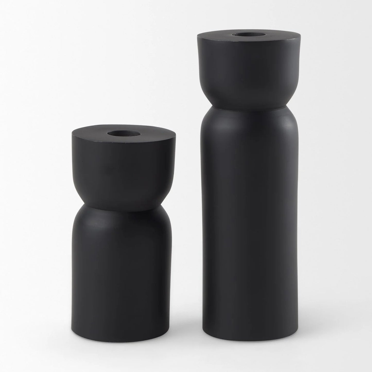 Malta Small Black Metal Candle Holder - Modern Aluminum Accent for Stylish Home Decor & Ambiance