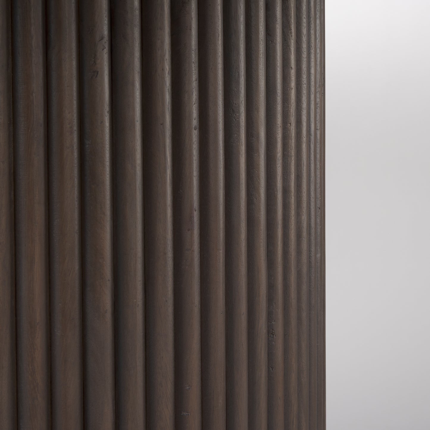 Terra Dark Brown Wood Round Fluted Dining Table for a Sophisticated and Elegant Dining Experience