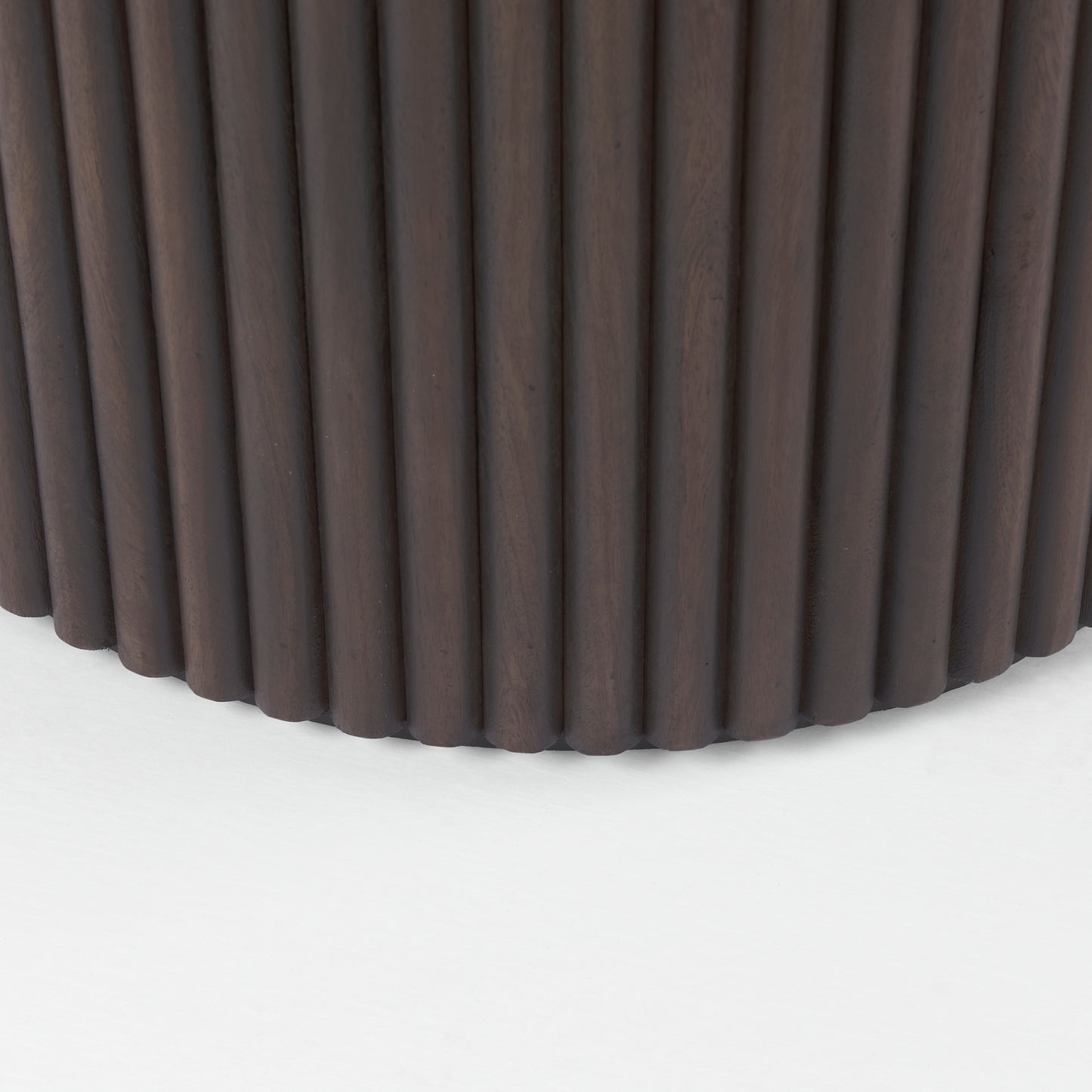 Terra 60L x 60W x 30H Dark Brown Wood Round Fluted Dining Table