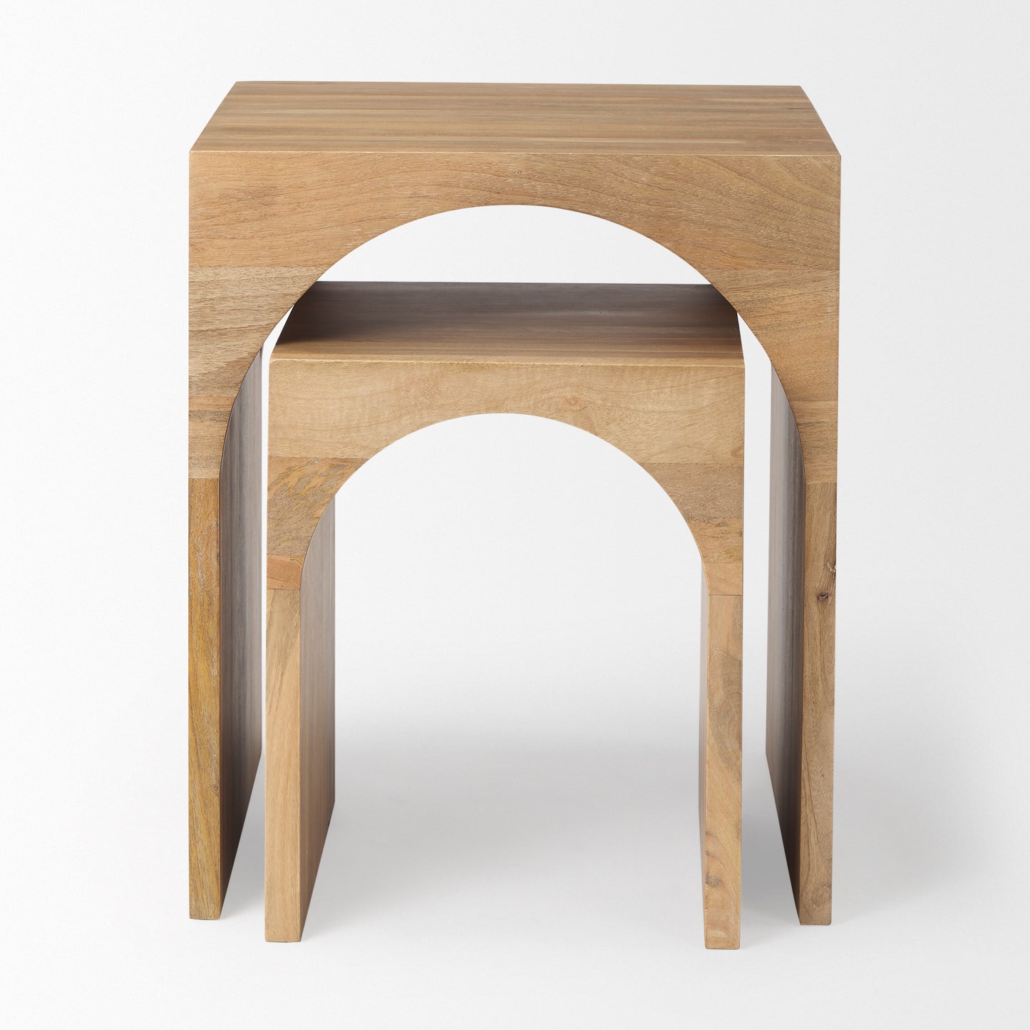 Chloe Set of 2 Cottage Wood Nesting Accent Tables - Charming Design for Cozy Living Spaces and Versatile Decor