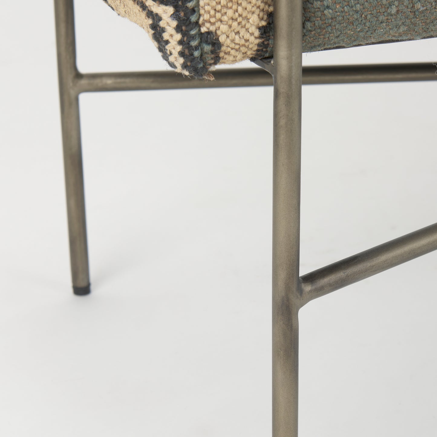 Avery Off-White Upholstered Accent Bench – Modern Metal Base Design