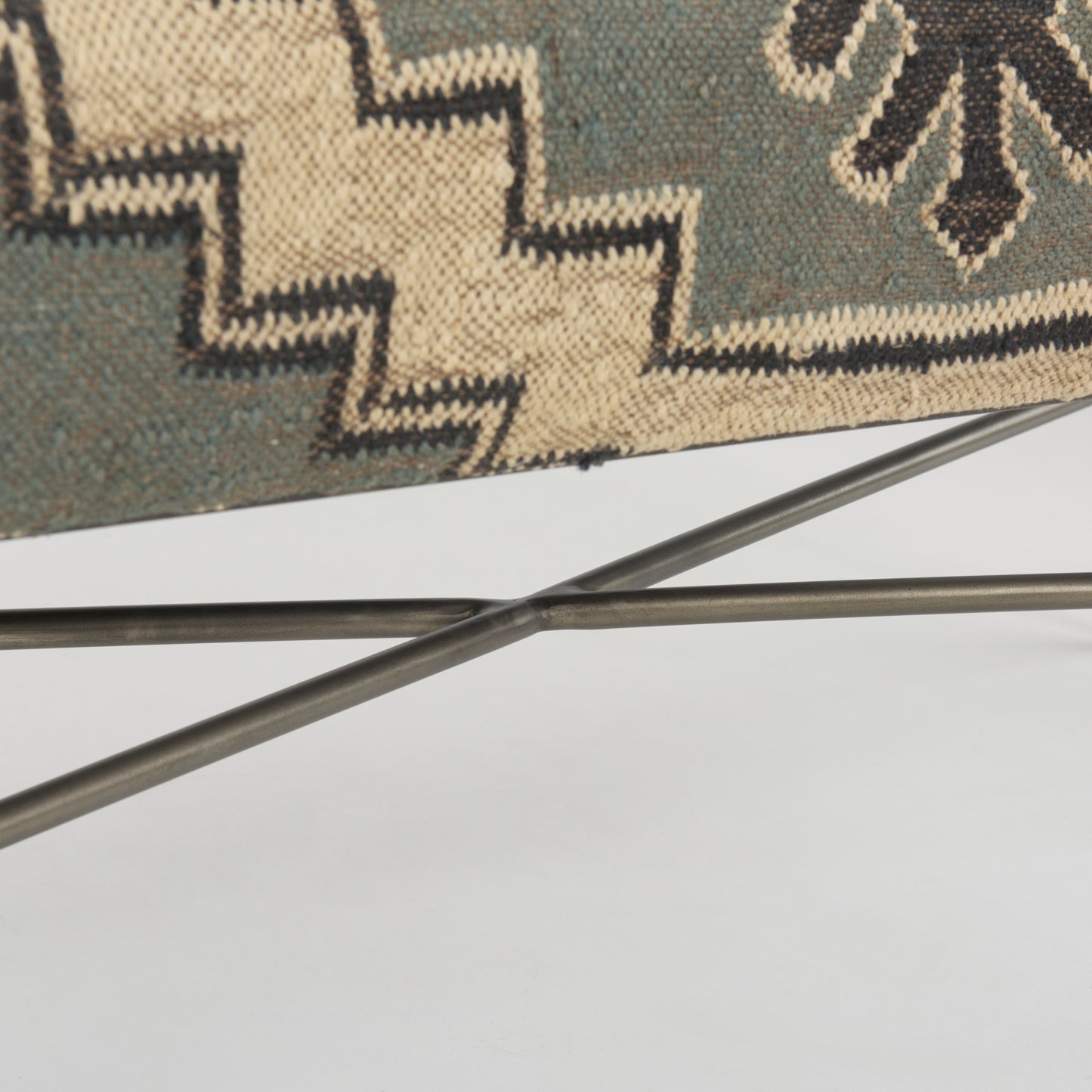 Avery Off-White Upholstered Accent Bench – Modern Metal Base Design