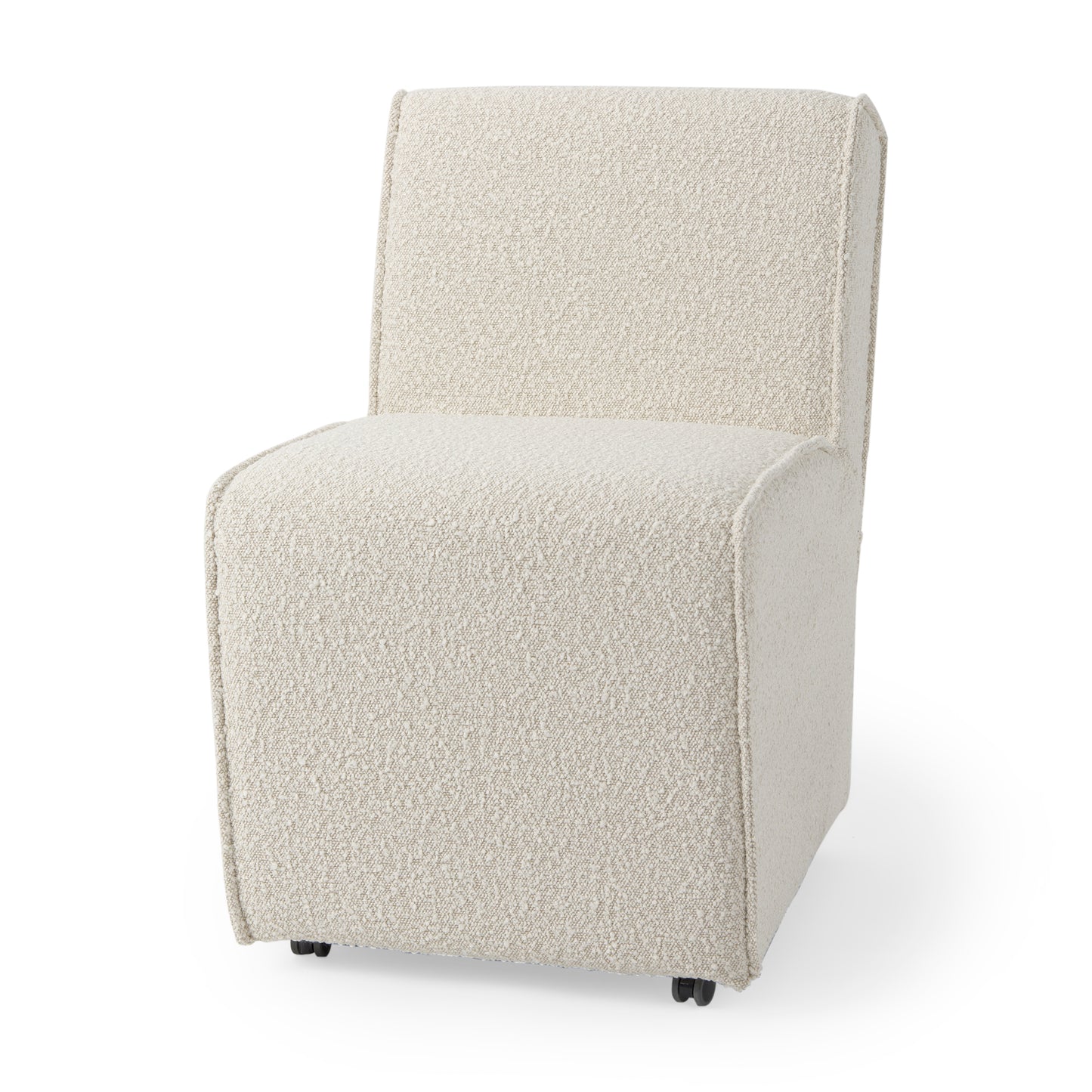 Damon Fully Upholstered Grey Fabric Dining Chair on Casters - Set of 2, Stylish and Versatile Seating