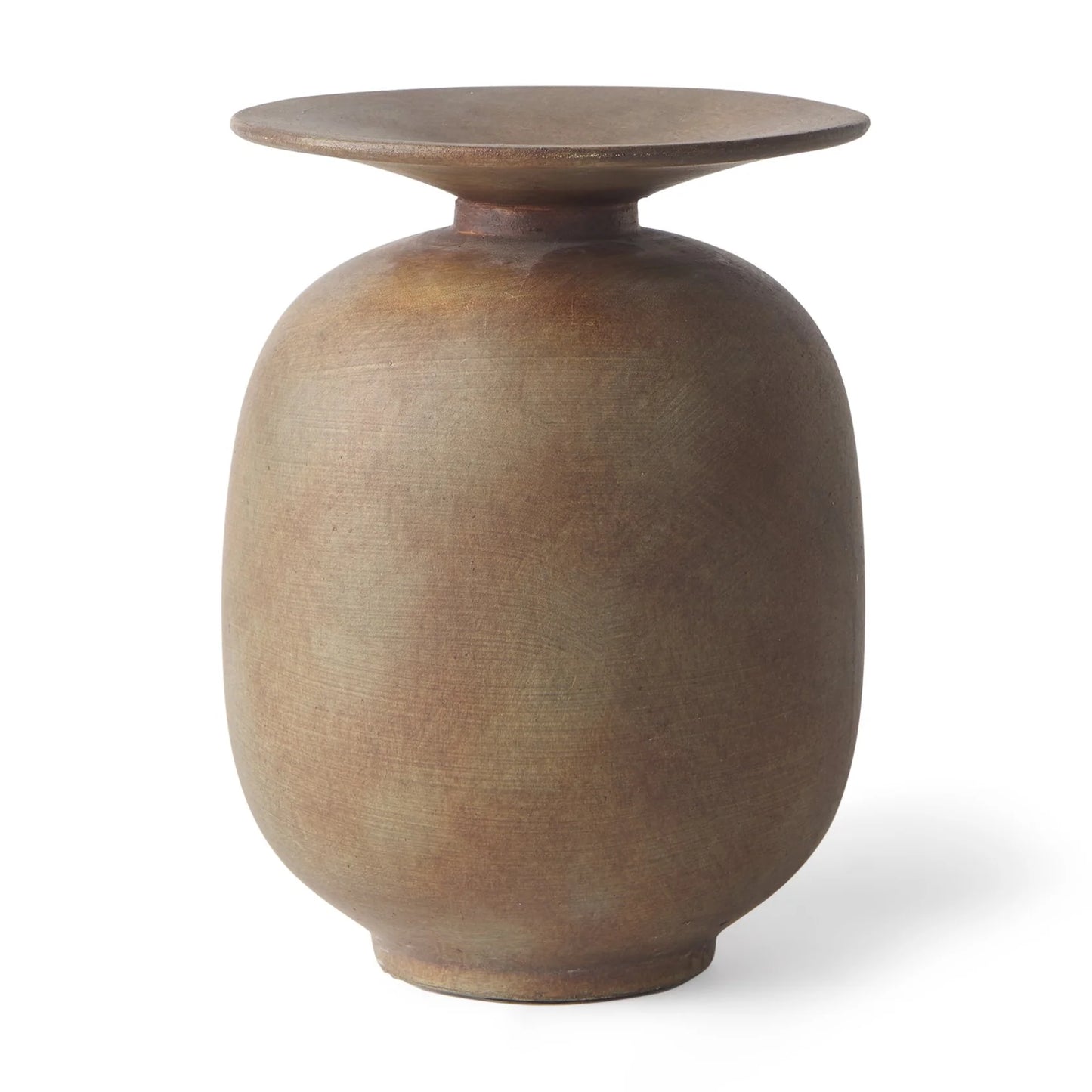 Rylee 7.7H Sculptural Medium Brown Ceramic Vase with Unique Brushed Rusty Finish for Home Décor