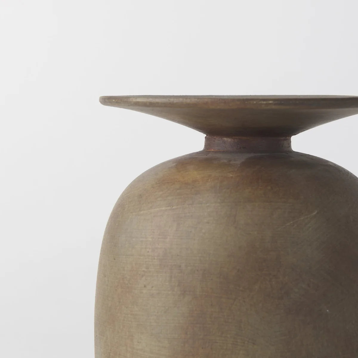 Rylee 7.7H Sculptural Medium Brown Ceramic Vase with Unique Brushed Rusty Finish for Home Décor