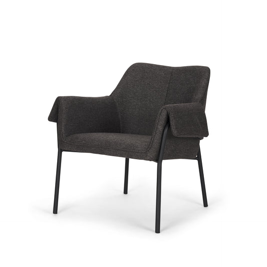 Brently Accent Chair β Gray Fabric Upholstery with Matte Black Metal Legs