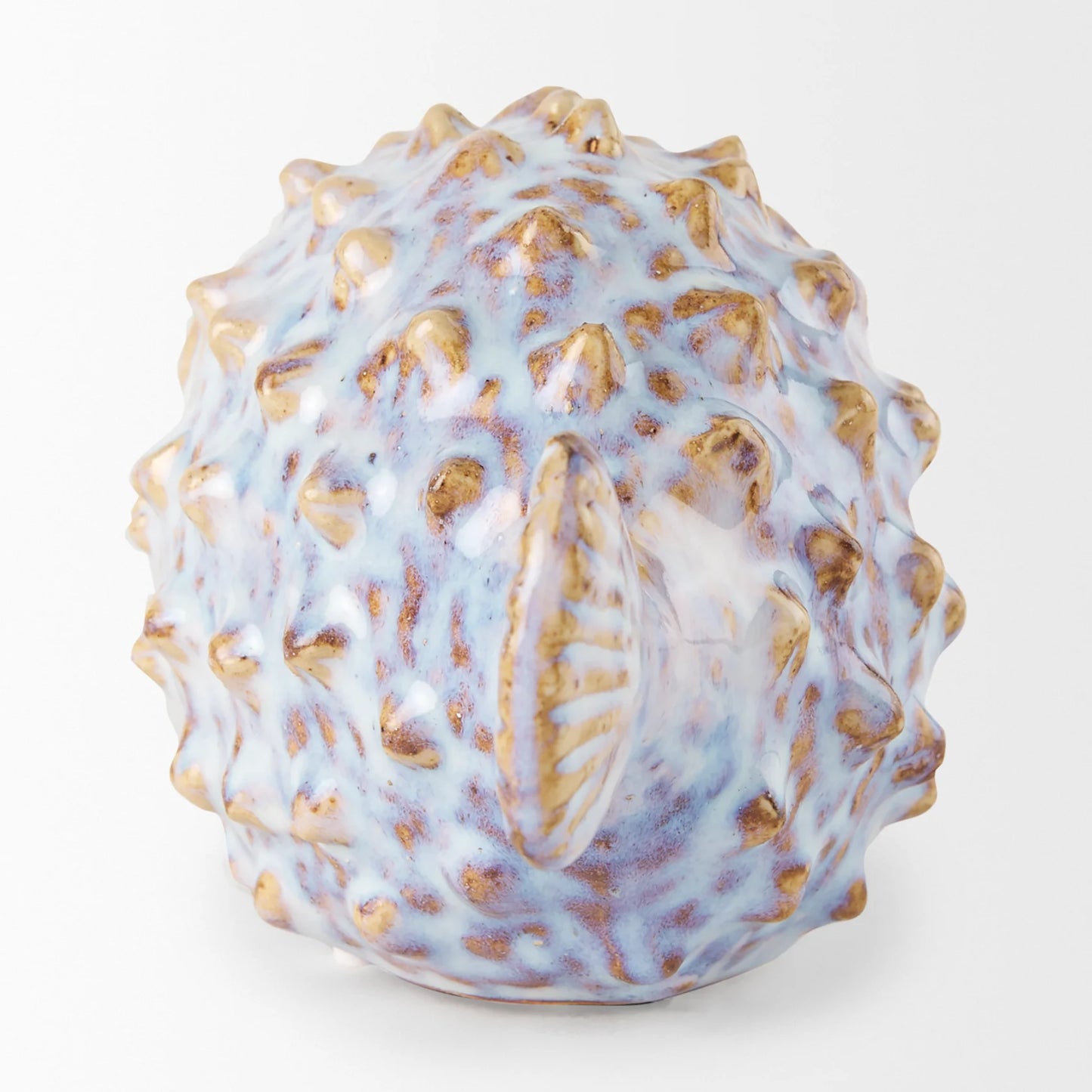 Spike Ceramic Puffer Fish Decor – Coastal Nautical Accent with Textured Detailing & Elegant Gold Accents