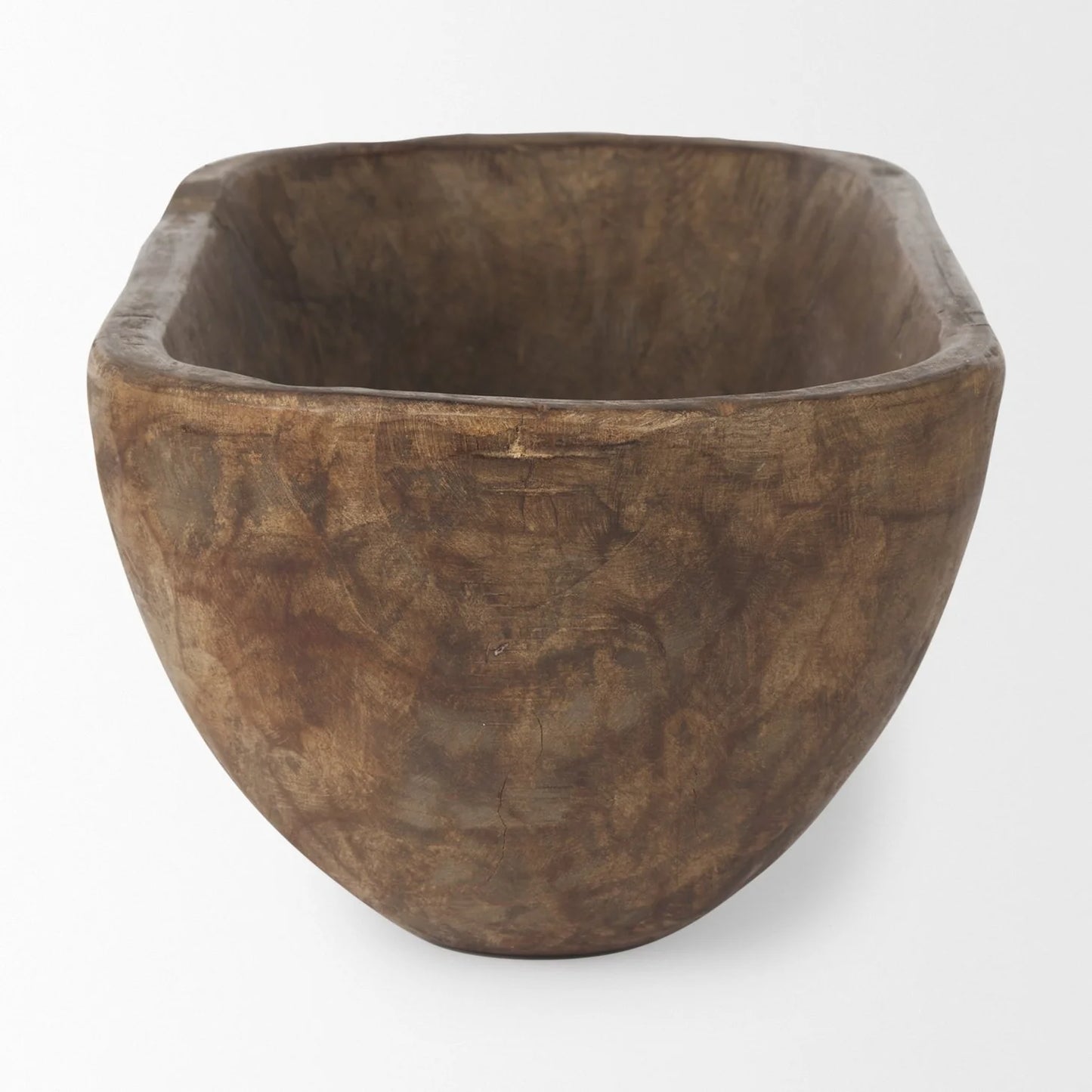 Athena Extra Large Hand-Carved Oblong Bowl in Medium Brown - Eco-Friendly Reclaimed Wood Design
