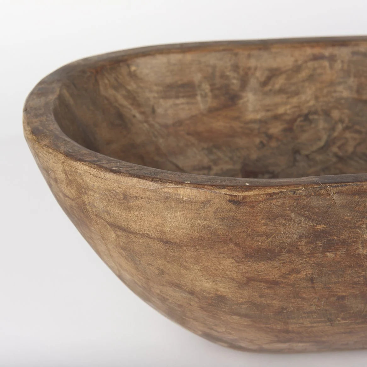 Athena Extra Large Hand-Carved Oblong Bowl in Medium Brown - Eco-Friendly Reclaimed Wood Design