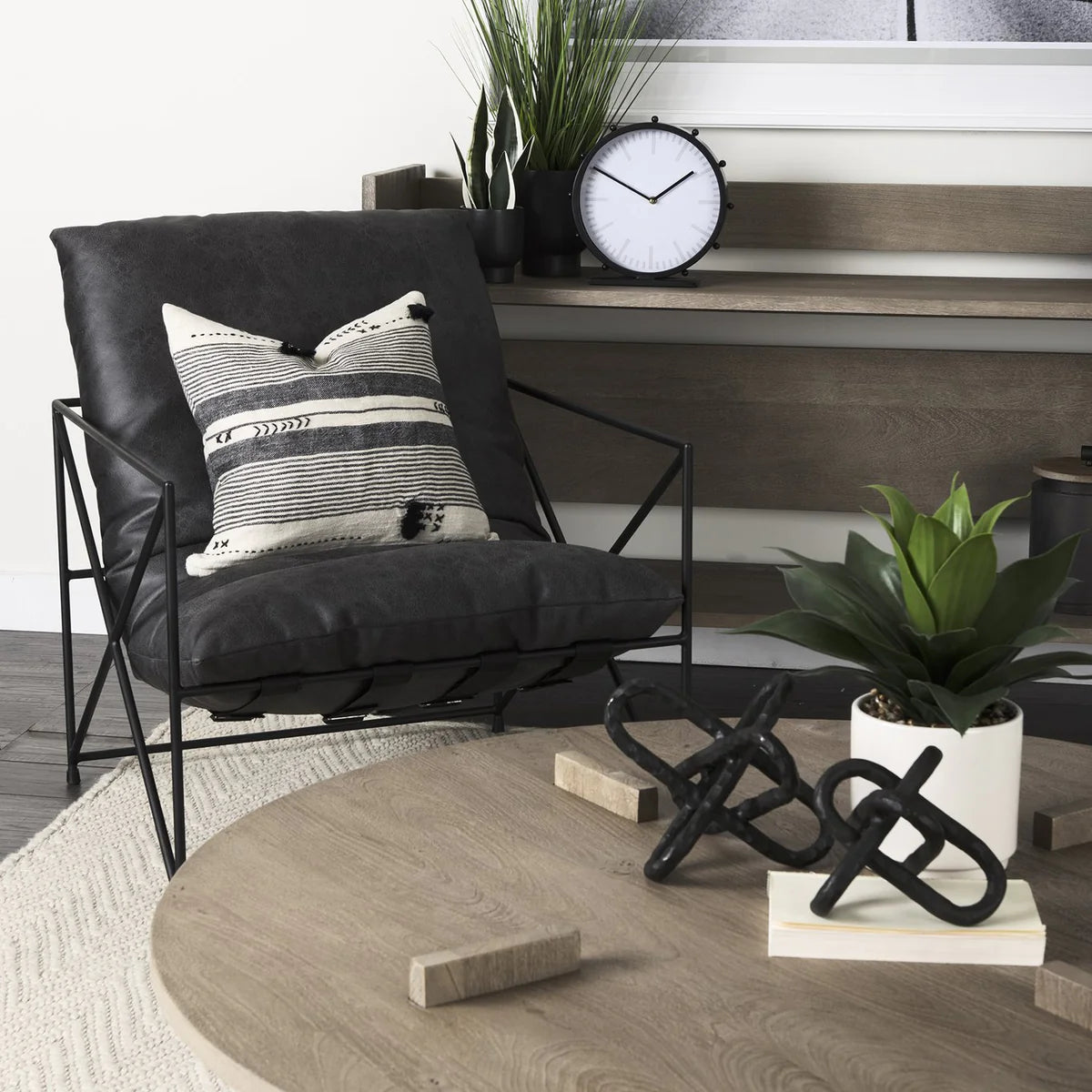 Wilhelm Industrial Black Metal Link Decor Object - Bold and Modern Statement Piece for Any Space