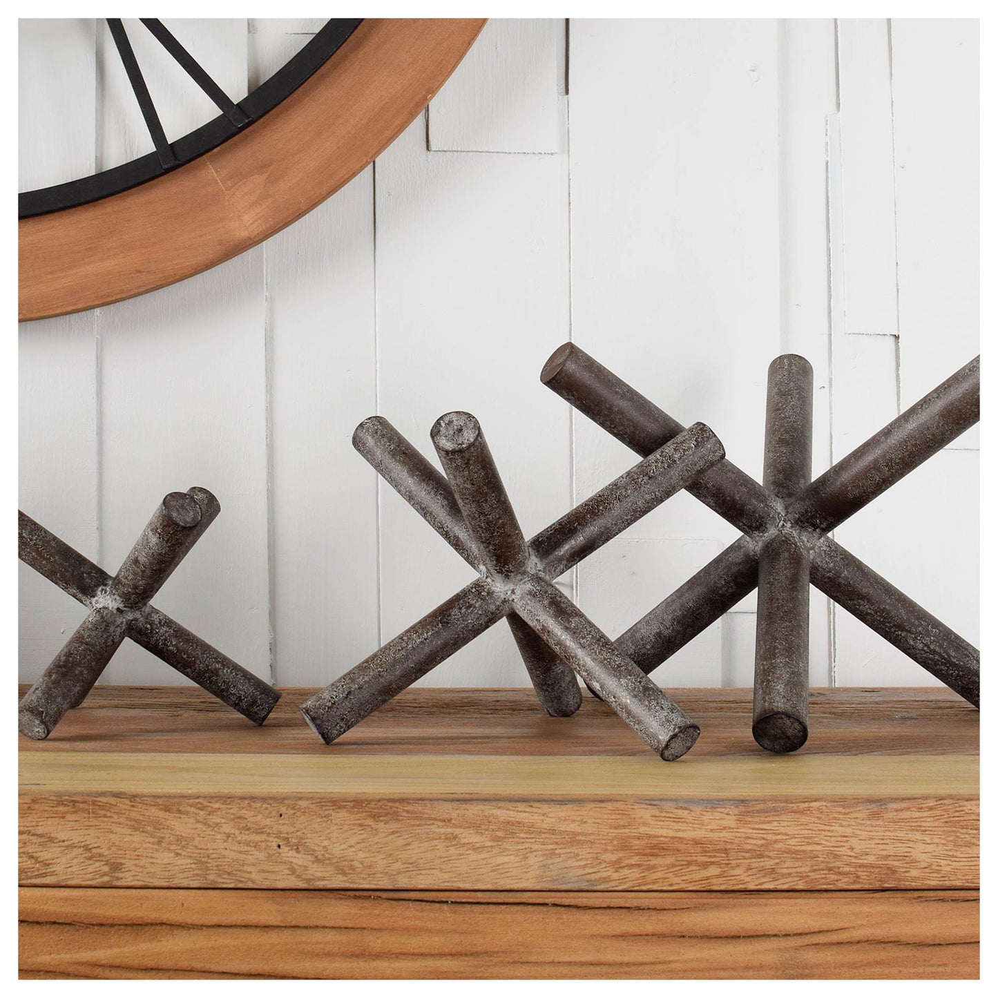 Astericks III Small 6L x 6W Brown Metal Decor Object - Stylish Minimalist Accent for Any Space