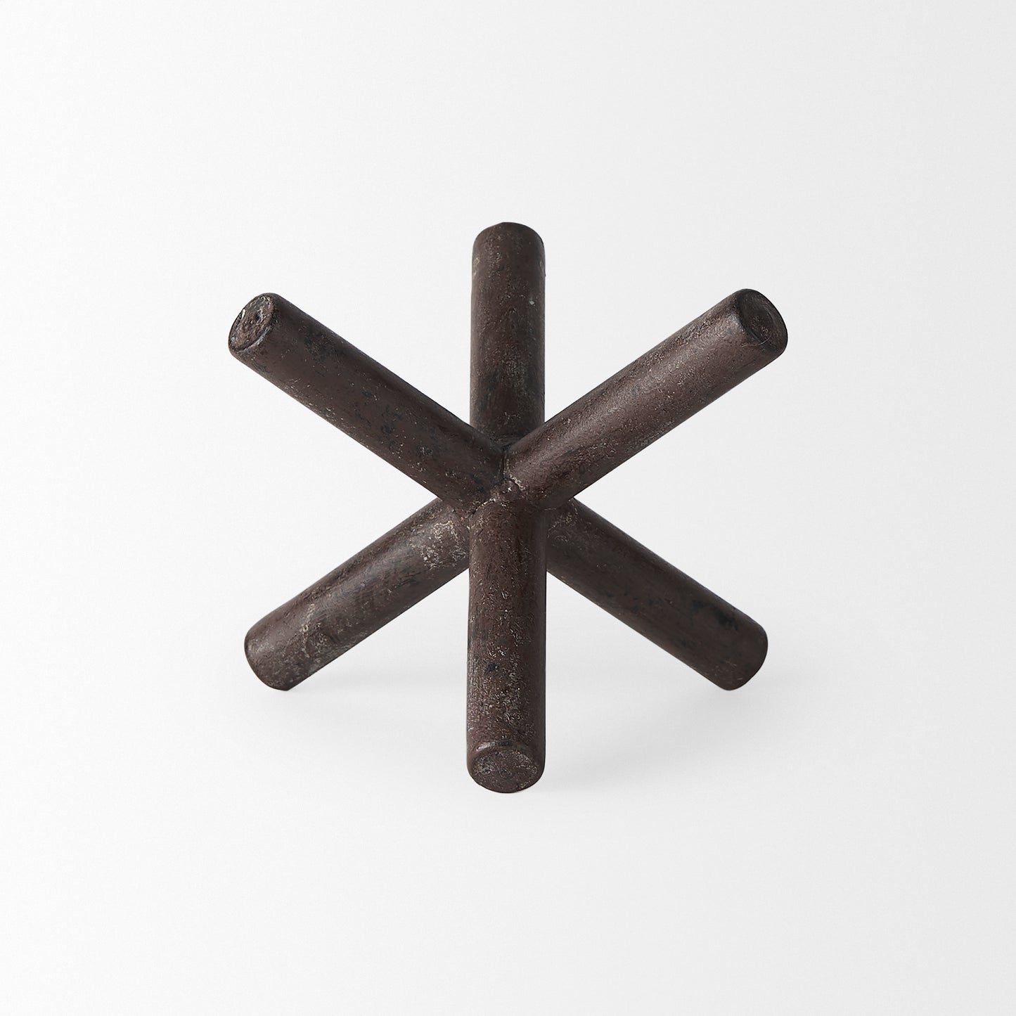Astericks III Small 6L x 6W Brown Metal Decor Object - Stylish Minimalist Accent for Any Space