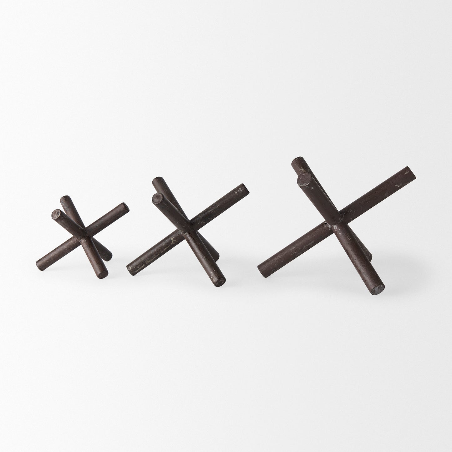 Astericks III Small 6L x 6W Brown Metal Decor Object - Stylish Minimalist Accent for Any Space