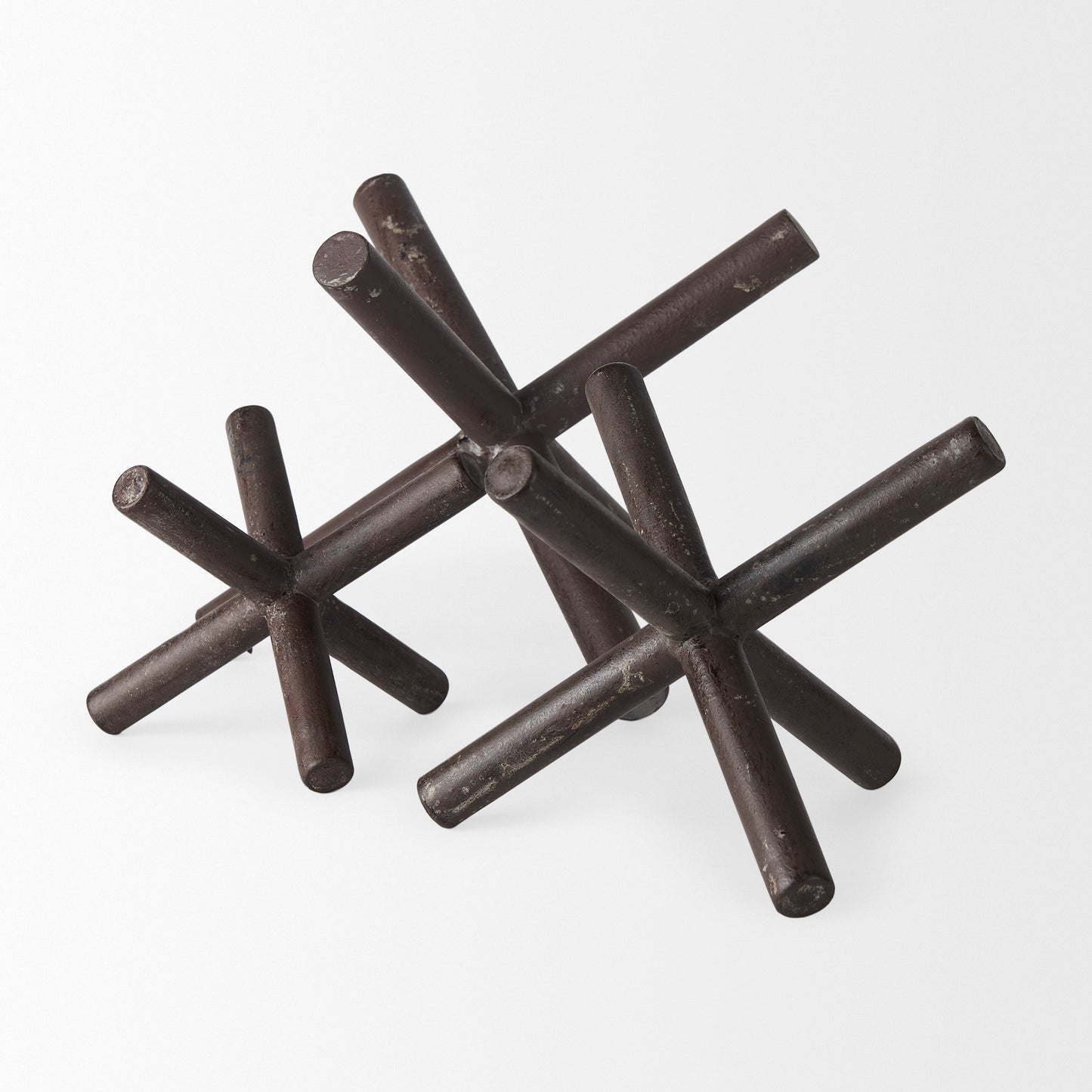 Astericks III Small 6L x 6W Brown Metal Decor Object - Stylish Minimalist Accent for Any Space