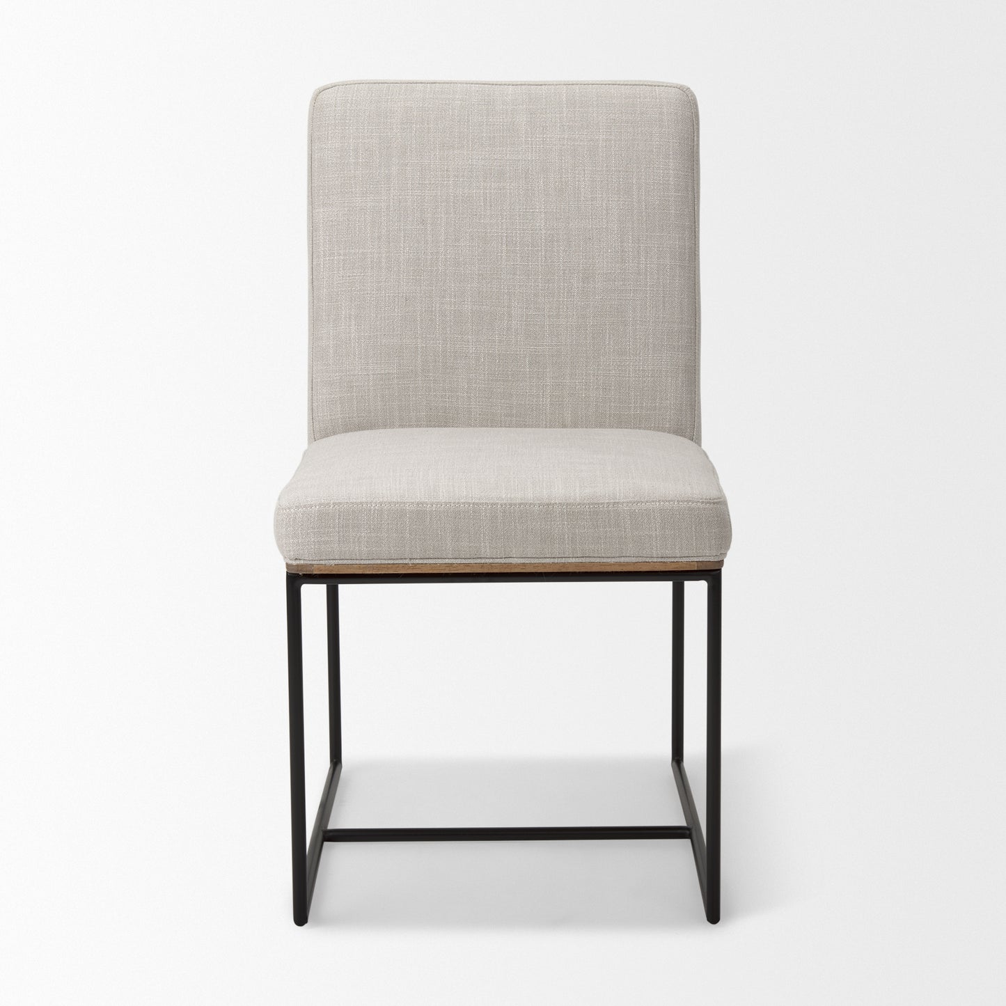 Stamford Beige Upholstered Dining Chair with Wood Back and Black Metal Frame