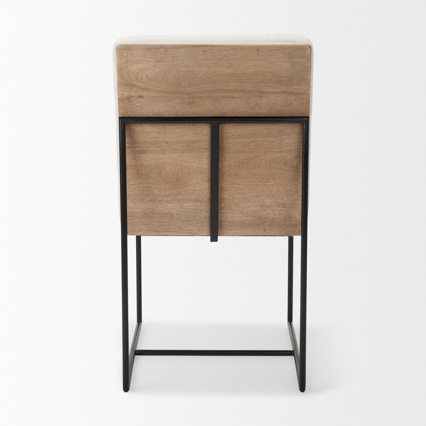 Stamford Beige Upholstered Dining Chair with Wood Back and Black Metal Frame