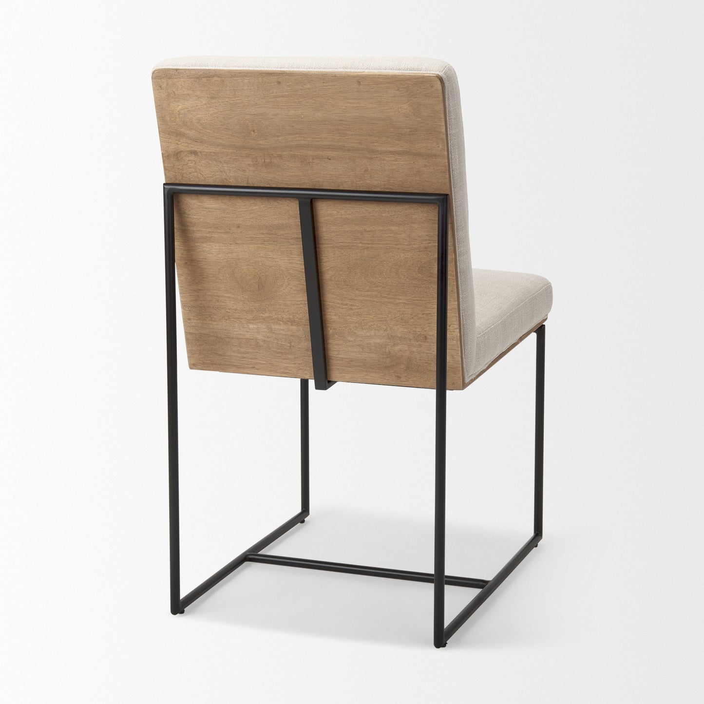 Stamford Beige Upholstered Dining Chair with Wood Back and Black Metal Frame