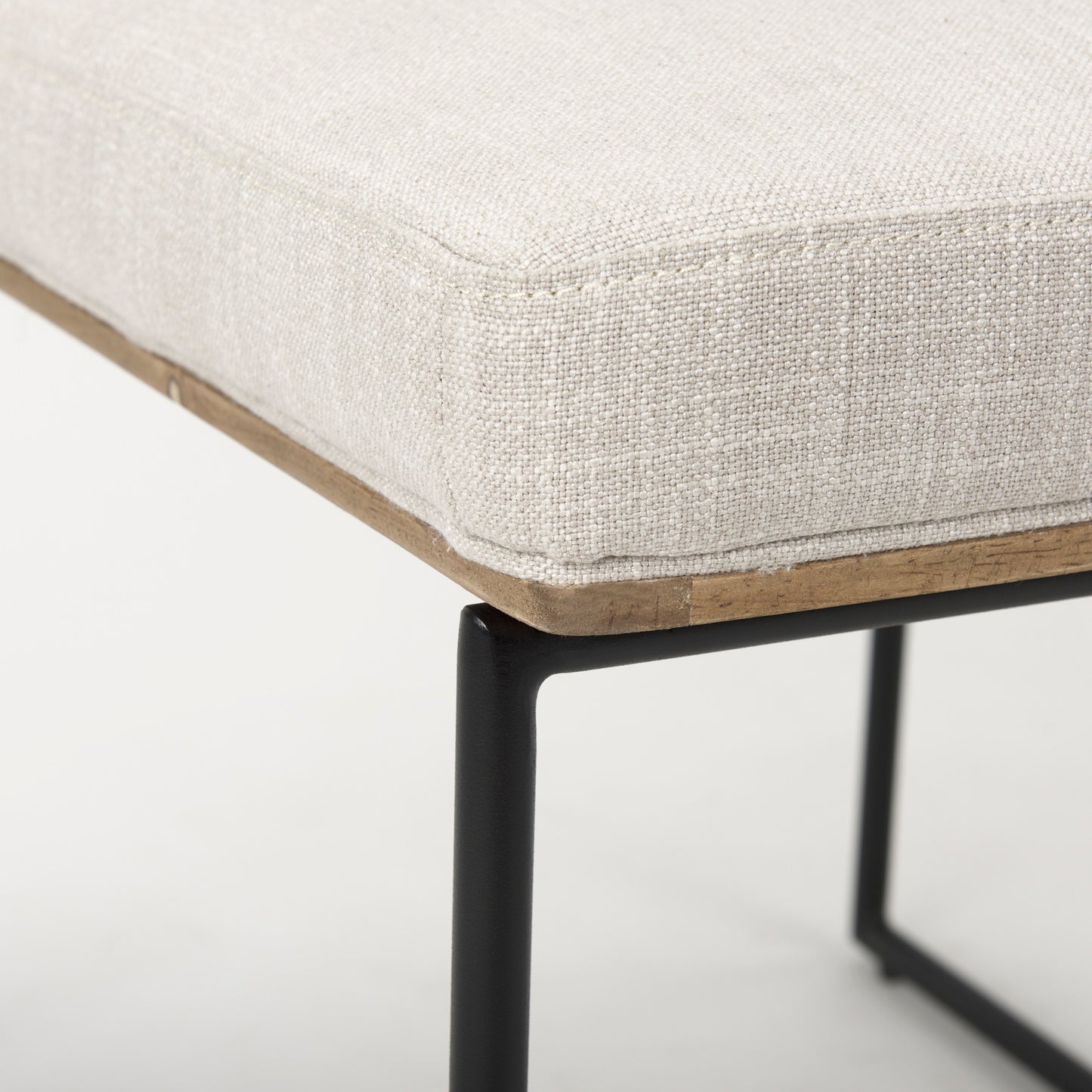 Stamford Beige Upholstered Dining Chair with Wood Back and Black Metal Frame