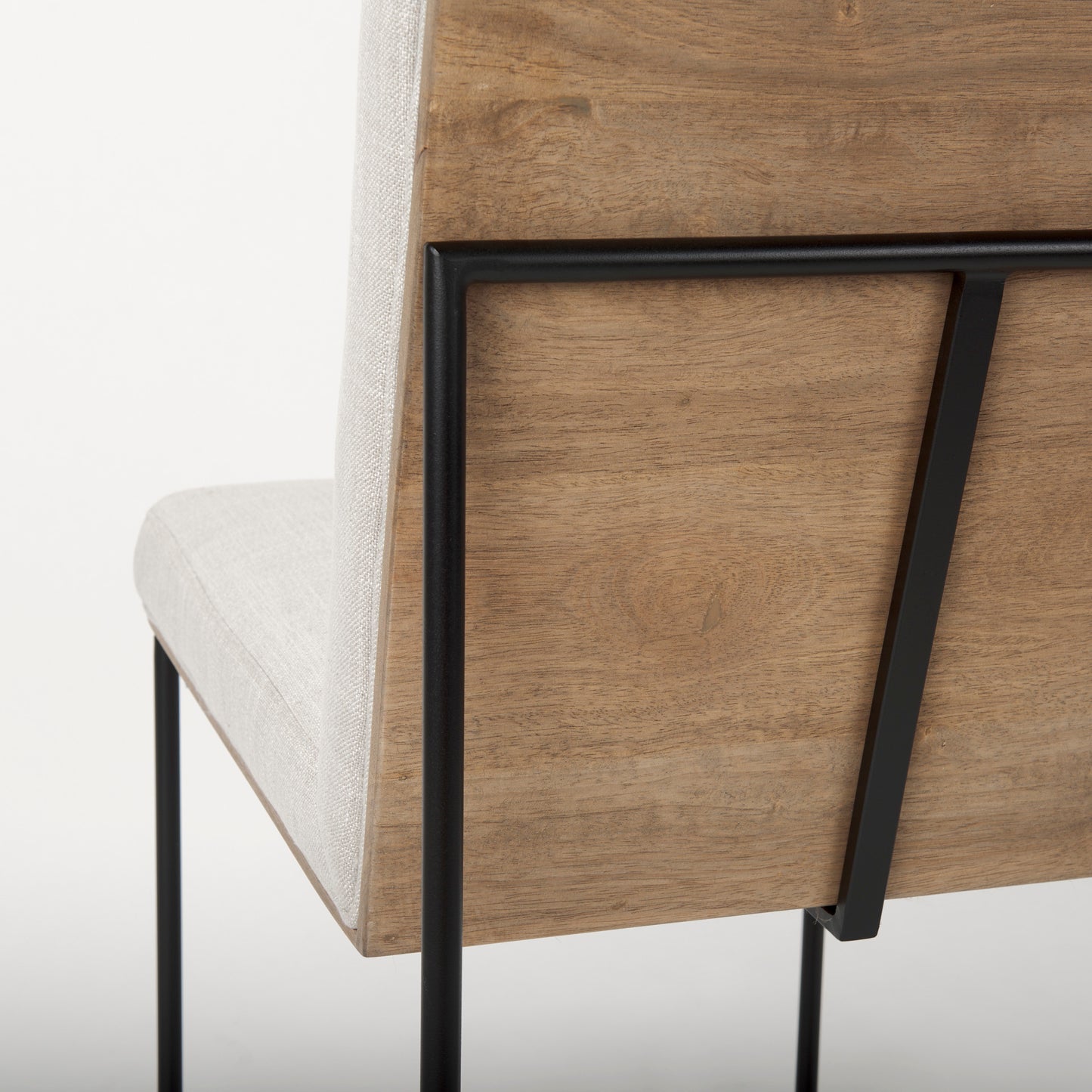 Stamford Beige Upholstered Dining Chair with Wood Back and Black Metal Frame