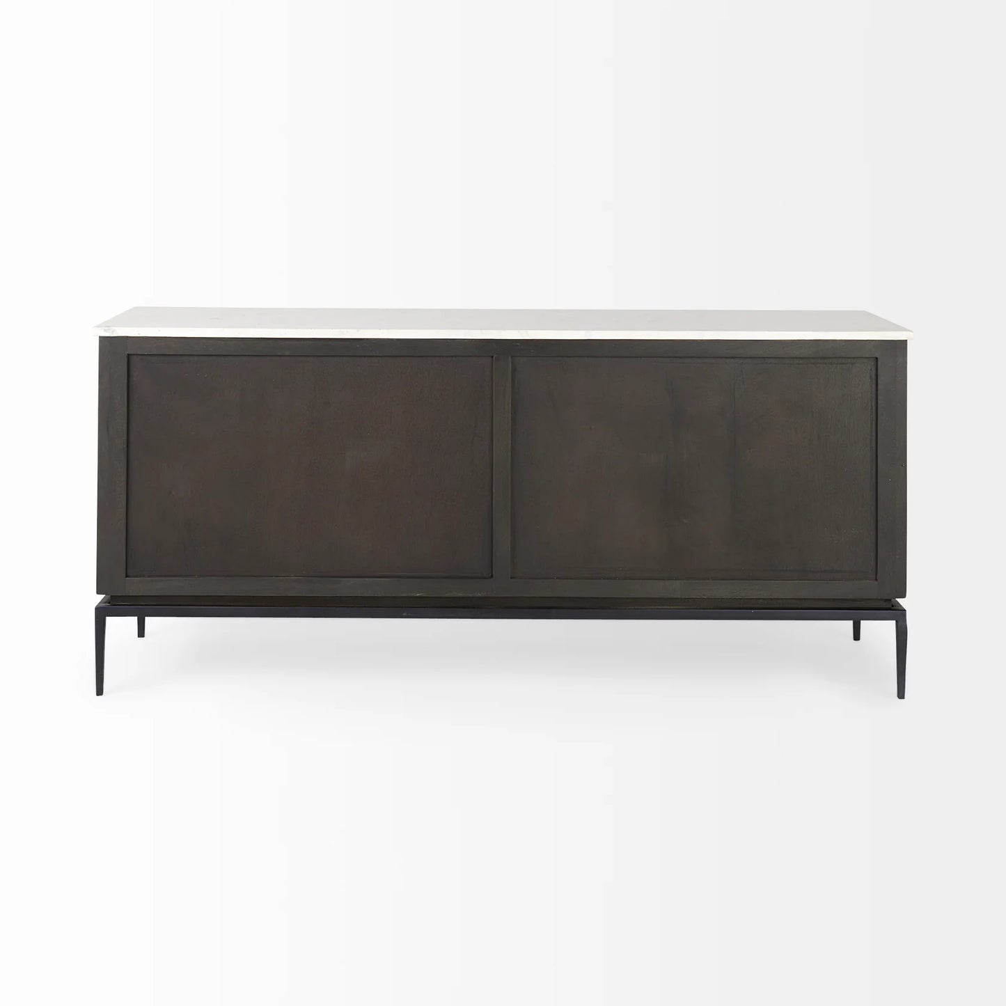 Divina Sideboard – Modern Marble-Top Elegance with Black-Brown Mango Wood & Ample Storage Space