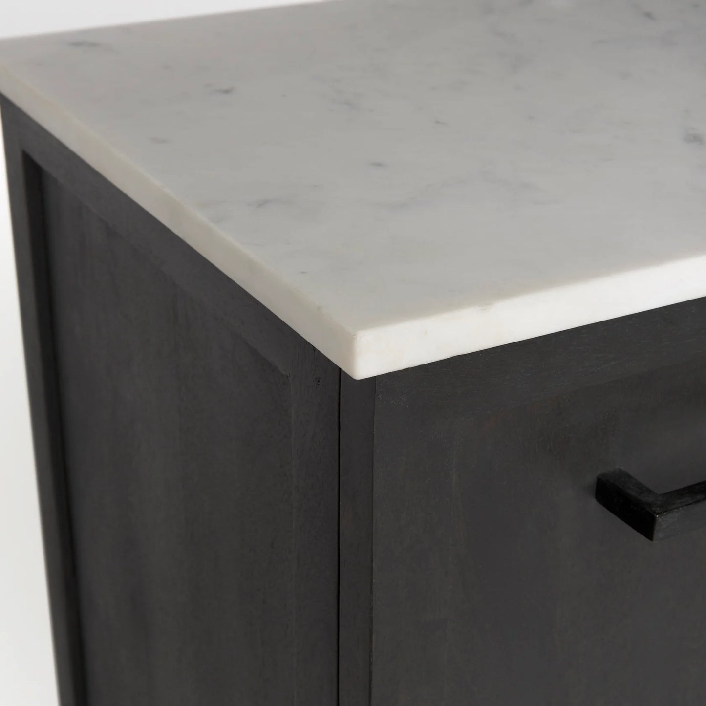 Divina Sideboard – Modern Marble-Top Elegance with Black-Brown Mango Wood & Ample Storage Space