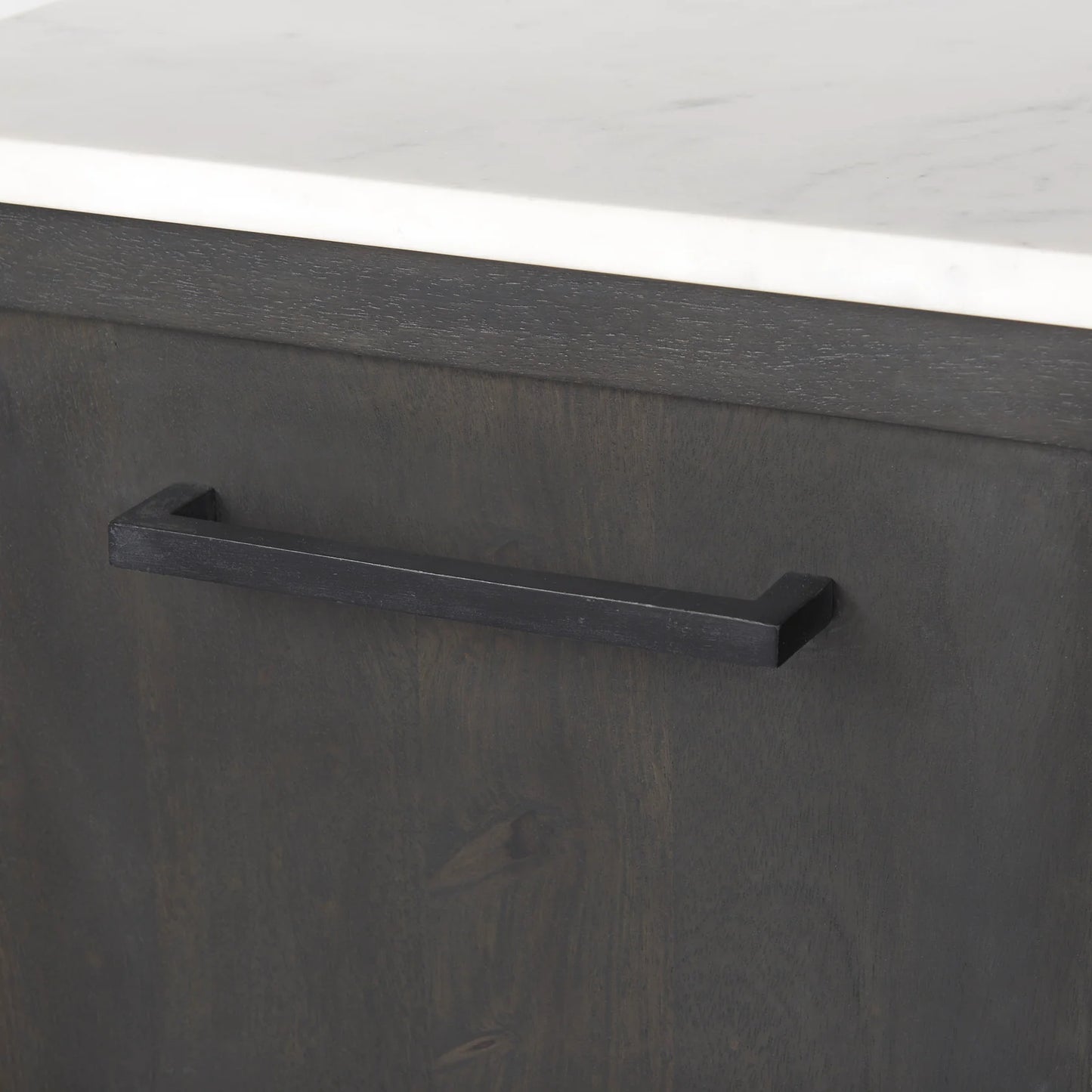 Divina Sideboard – Modern Marble-Top Elegance with Black-Brown Mango Wood & Ample Storage Space