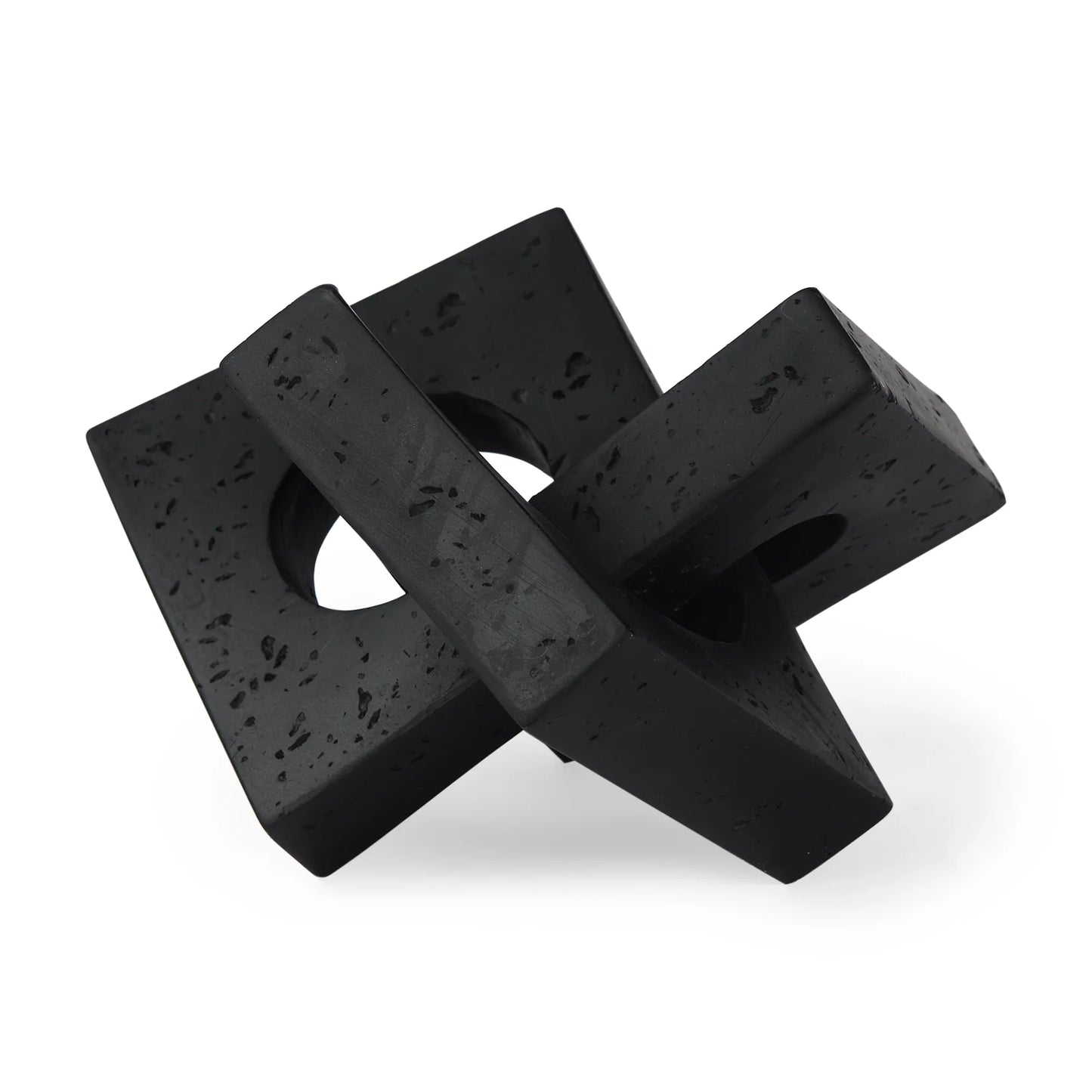 Linx Small Matte Black Resin Sculpture - Unique Decorative Object for Stylish Home Accents