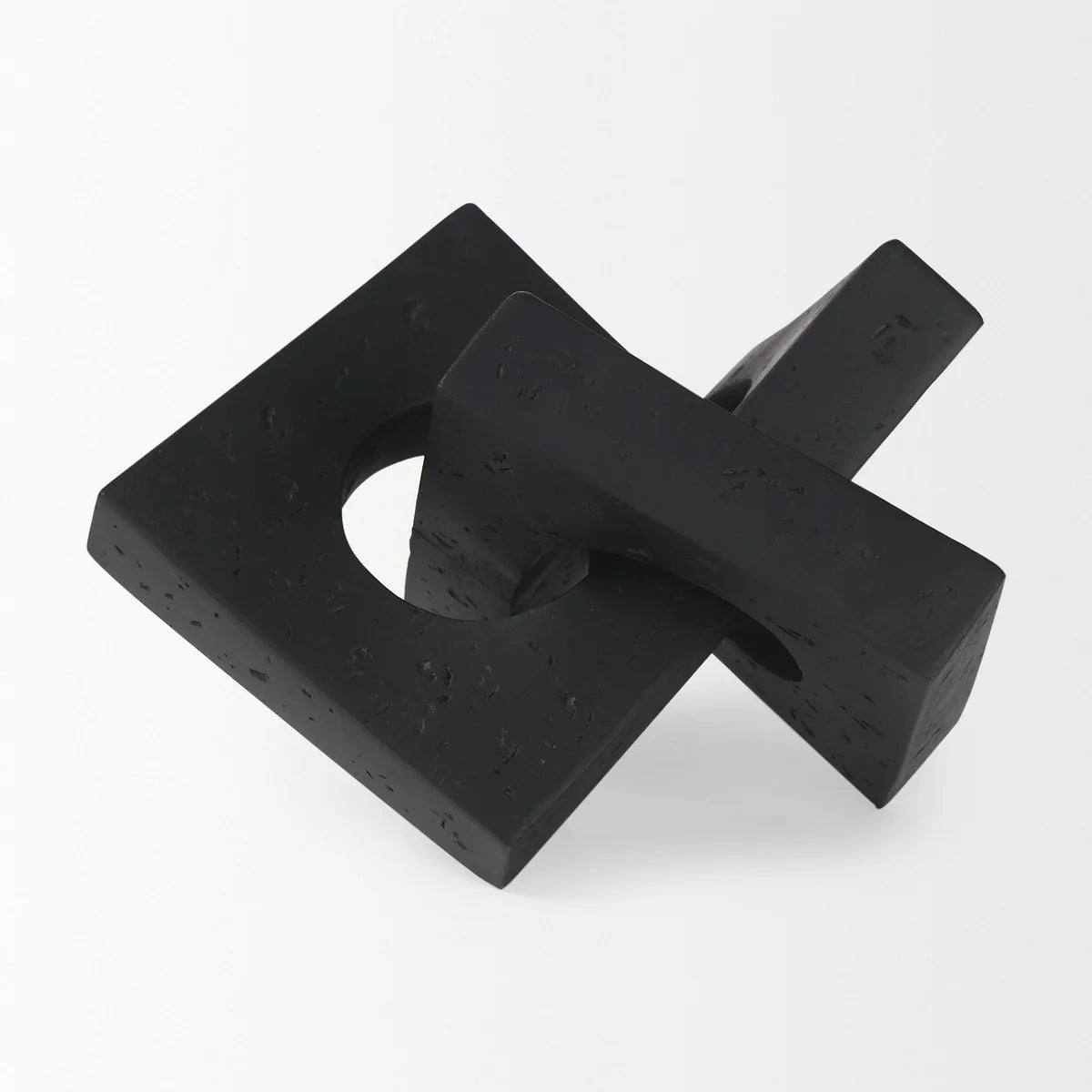 Linx Small Matte Black Resin Sculpture - Unique Decorative Object for Stylish Home Accents