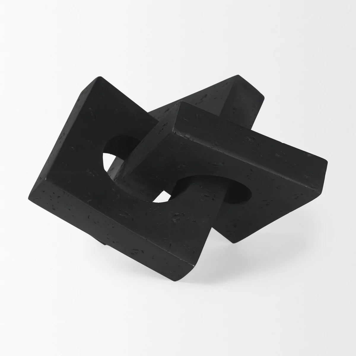 Linx Small Matte Black Resin Sculpture - Unique Decorative Object for Stylish Home Accents