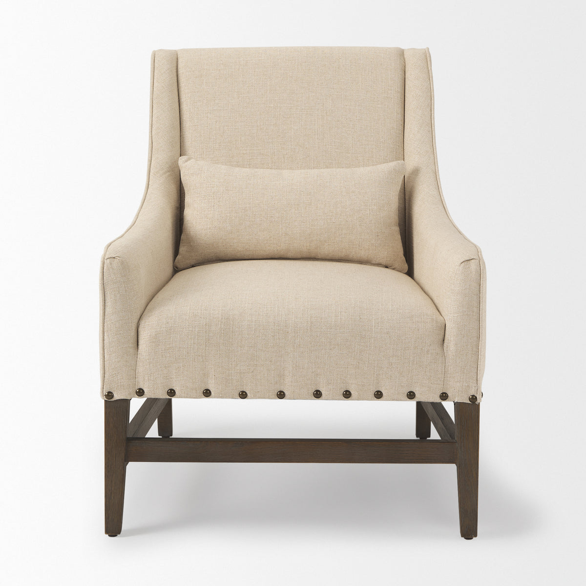 Kensington Cream Linen Fabric and Wood Accent Chair