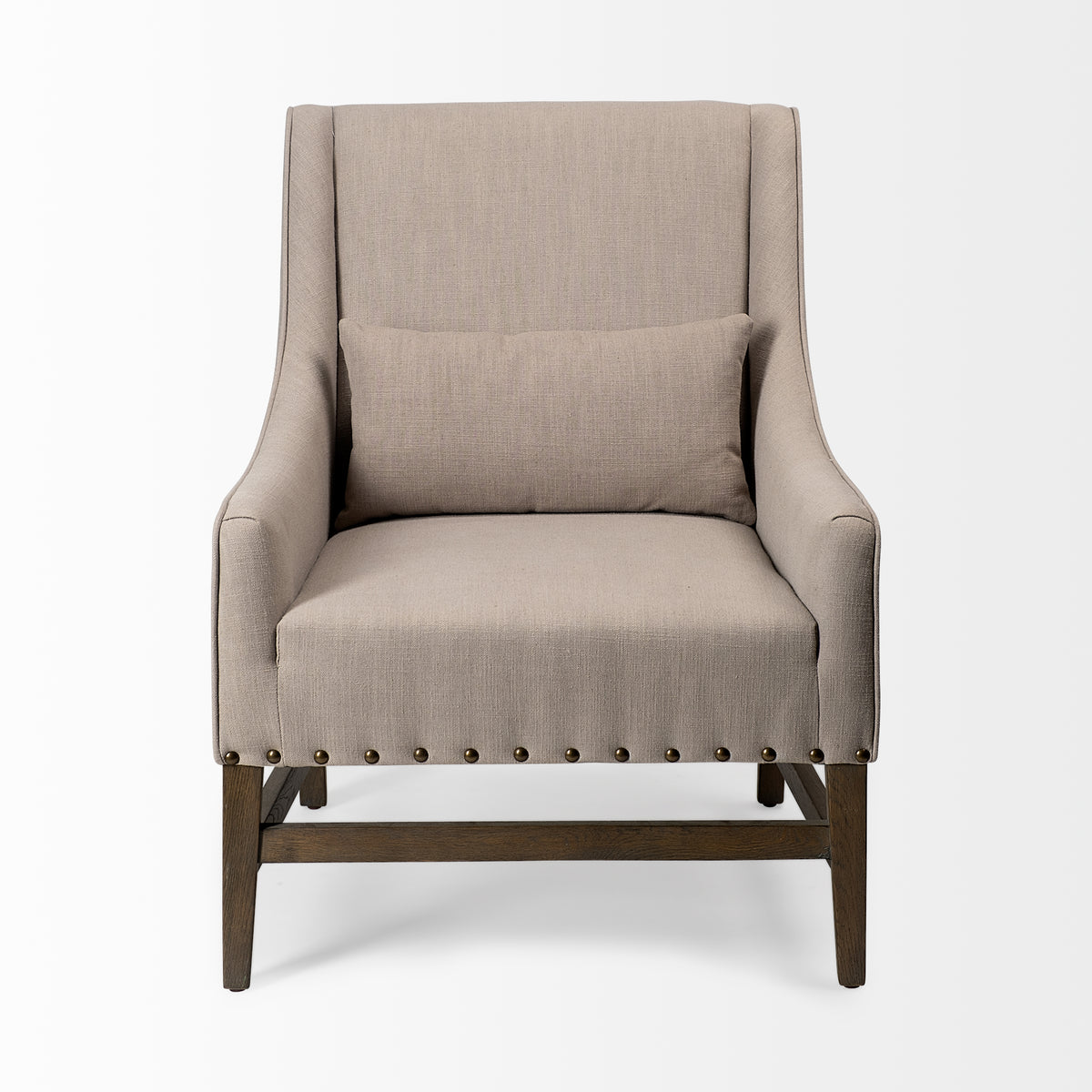 Kensington Cream Linen Fabric and Wood Accent Chair